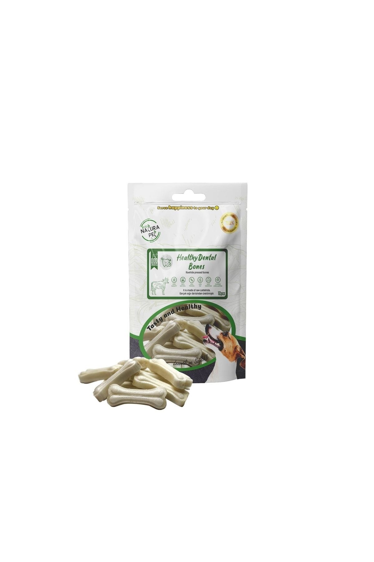Natura Pet Eco Healty Dental Bones Beyaz Pres Kemik 5cm 12li 90gr