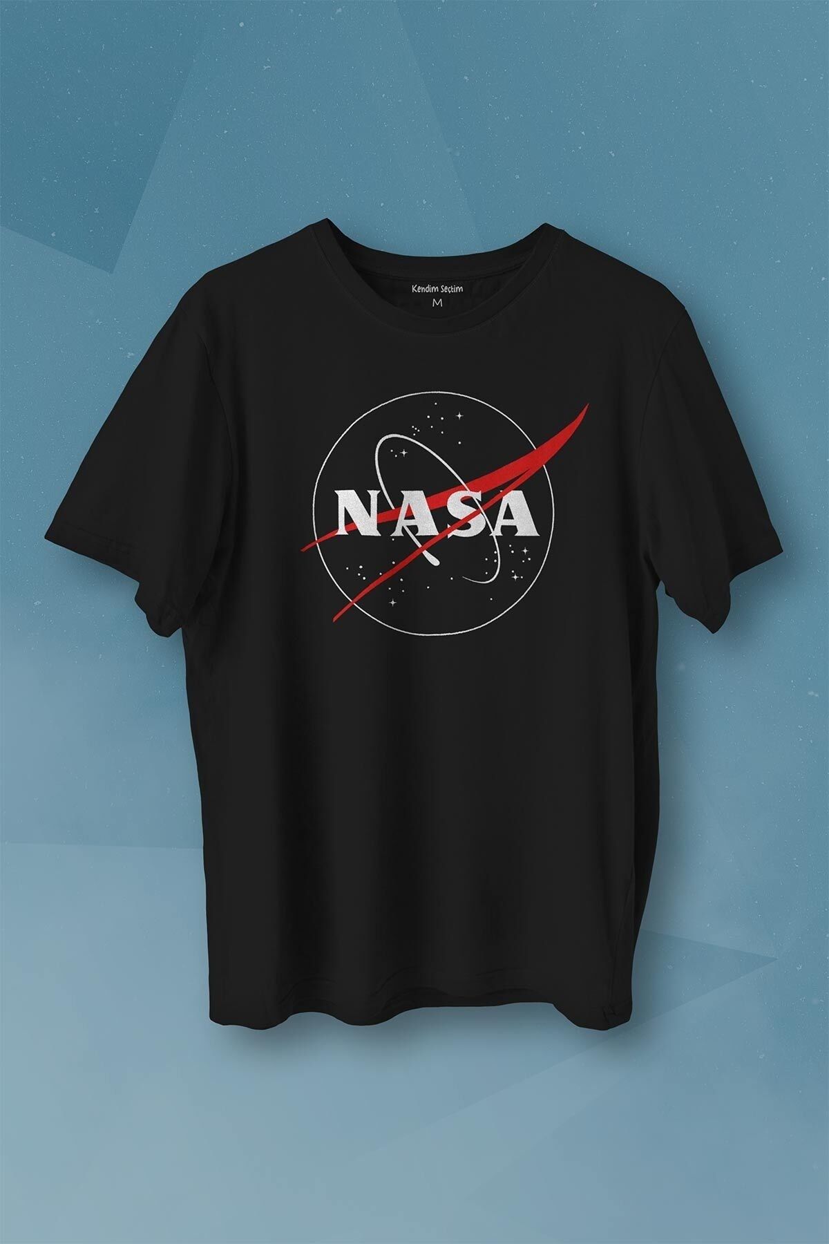 Kendim Seçtim Nasa Logosu Siyah Kırmızı Uzay Cosmos Baskılı Tişört Unisex T-shirt