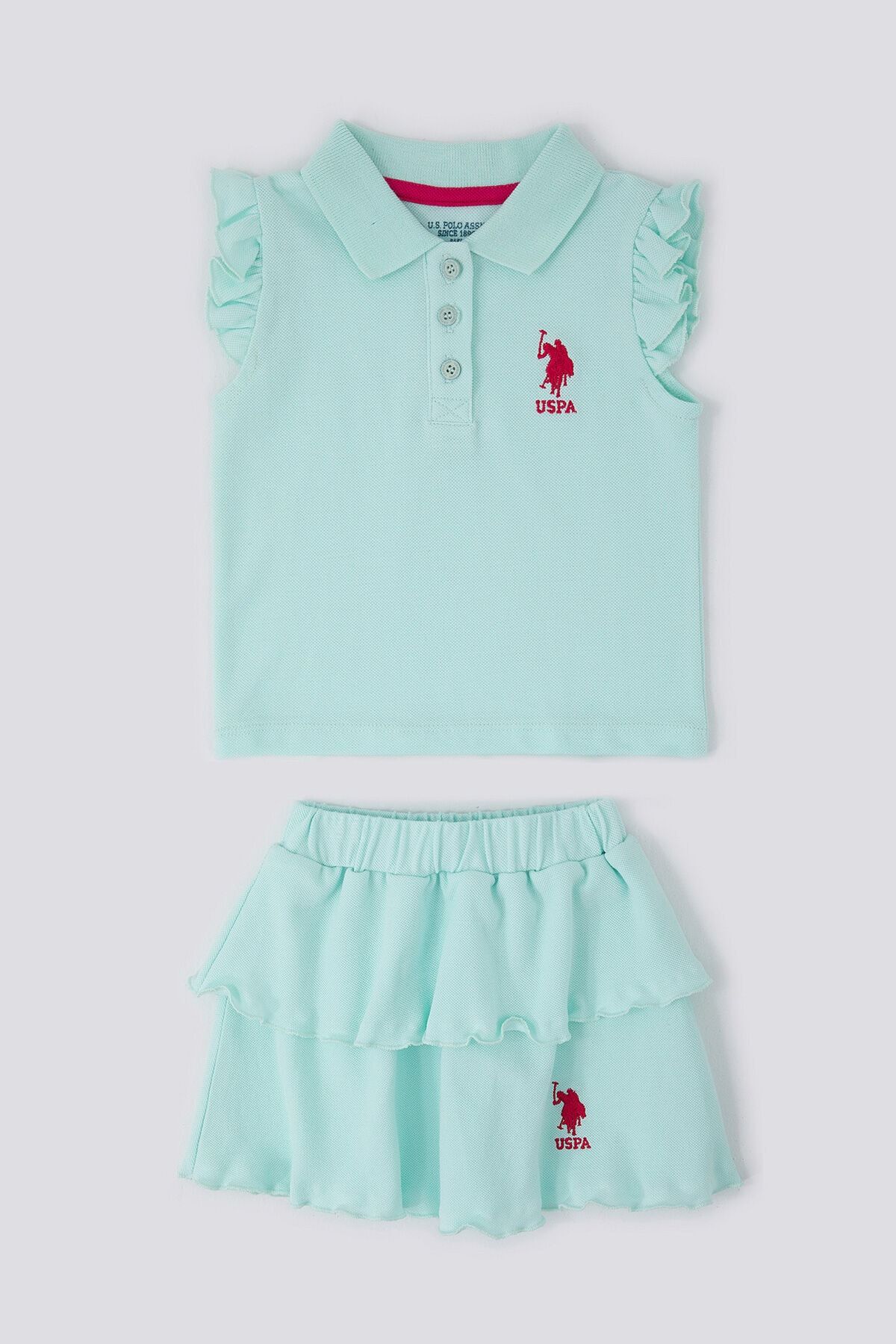 U.S. Polo Assn. U.s. Polo Assn Weaving A Frill Skirt Açık Yeşil Bebek Elbise