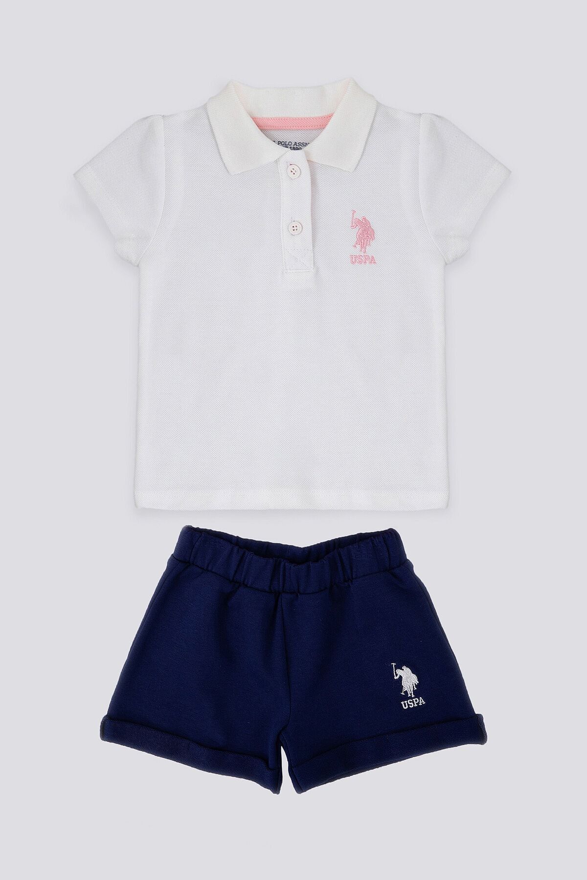 U.S. Polo Assn. Creamy Intensity Beyaz Bebek T-shirt Şort Takım