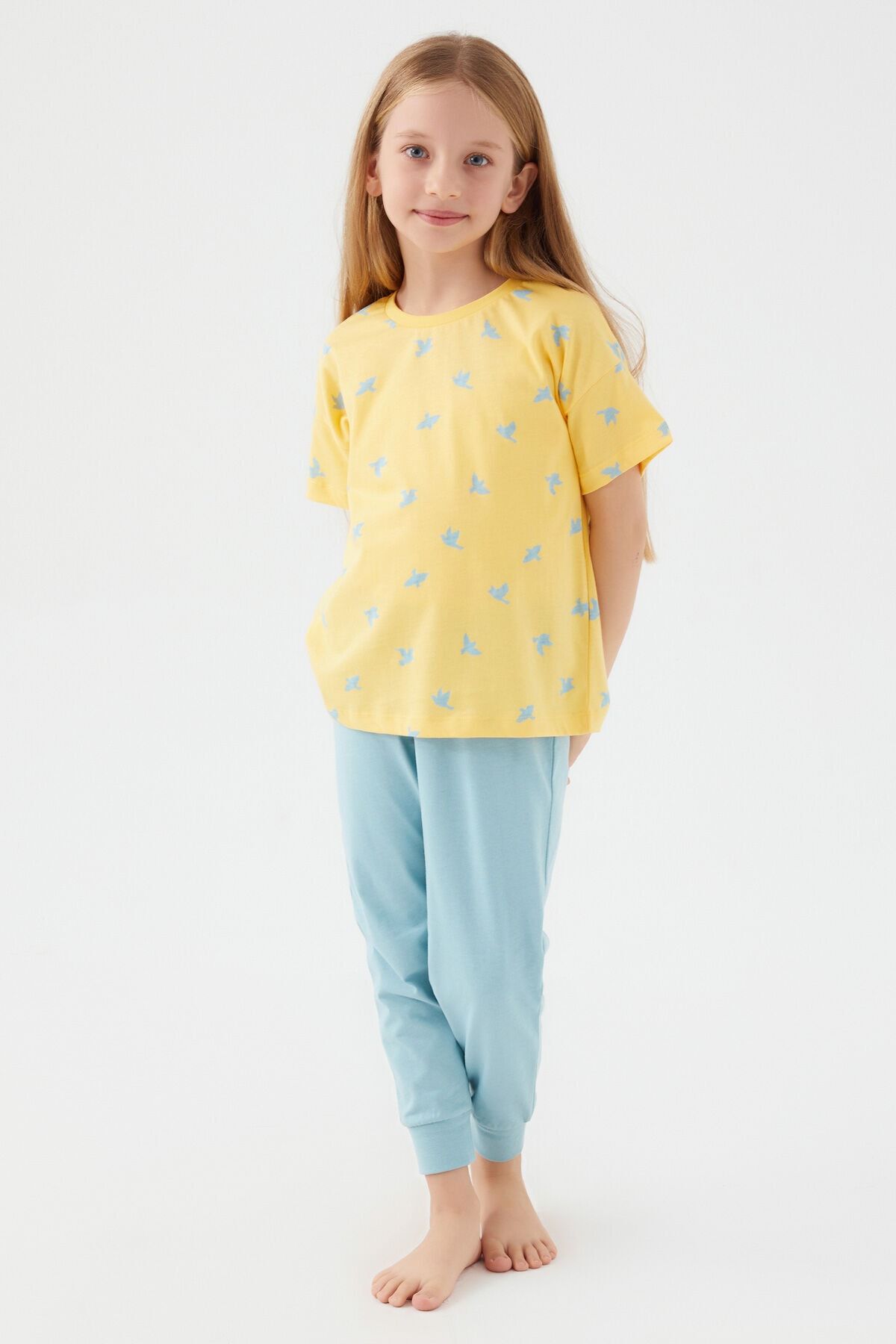 Rolypoly Rolypoly Flying Sarı Kız Çocuk Kısa Kol Pijama Takım