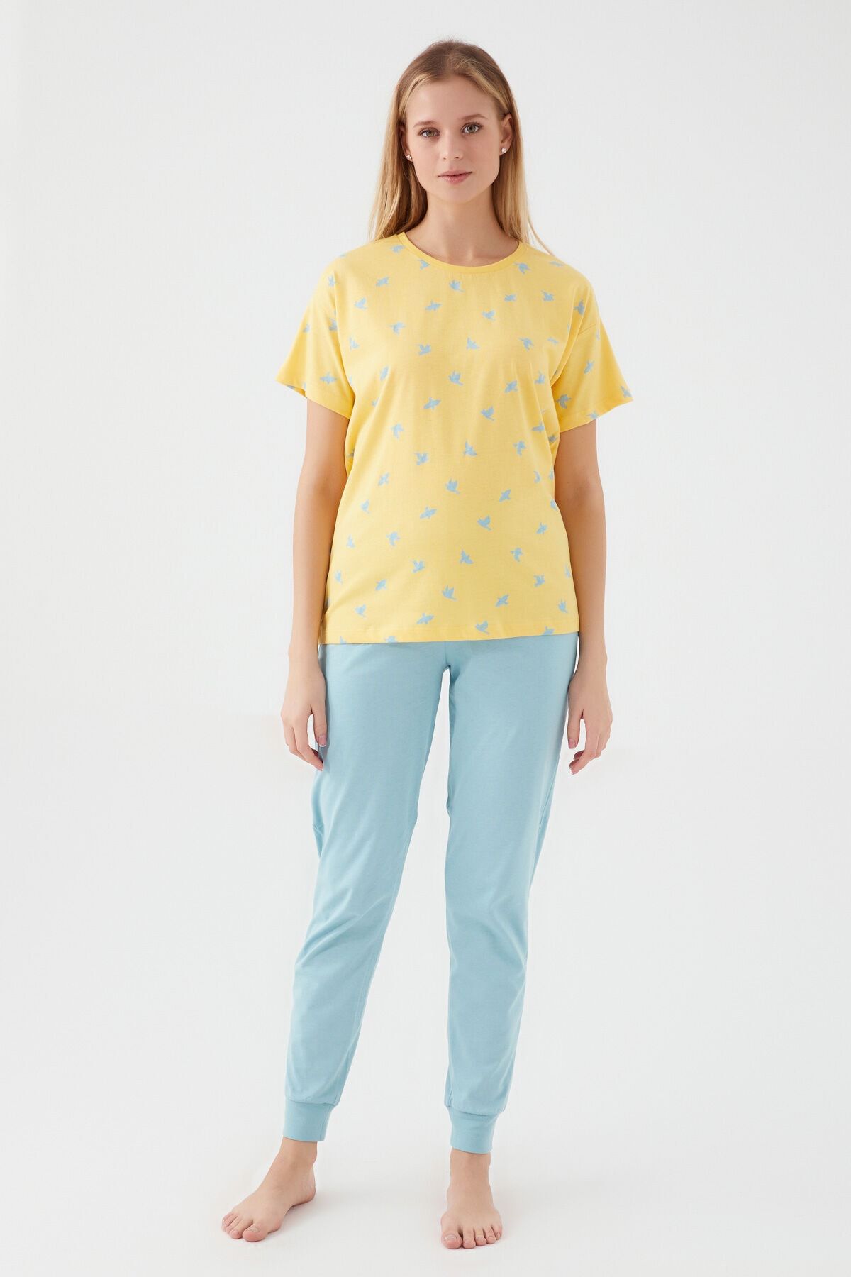 Rolypoly Rolypoly Flying Sarı Kadın Kısa Kol Pijama Takım