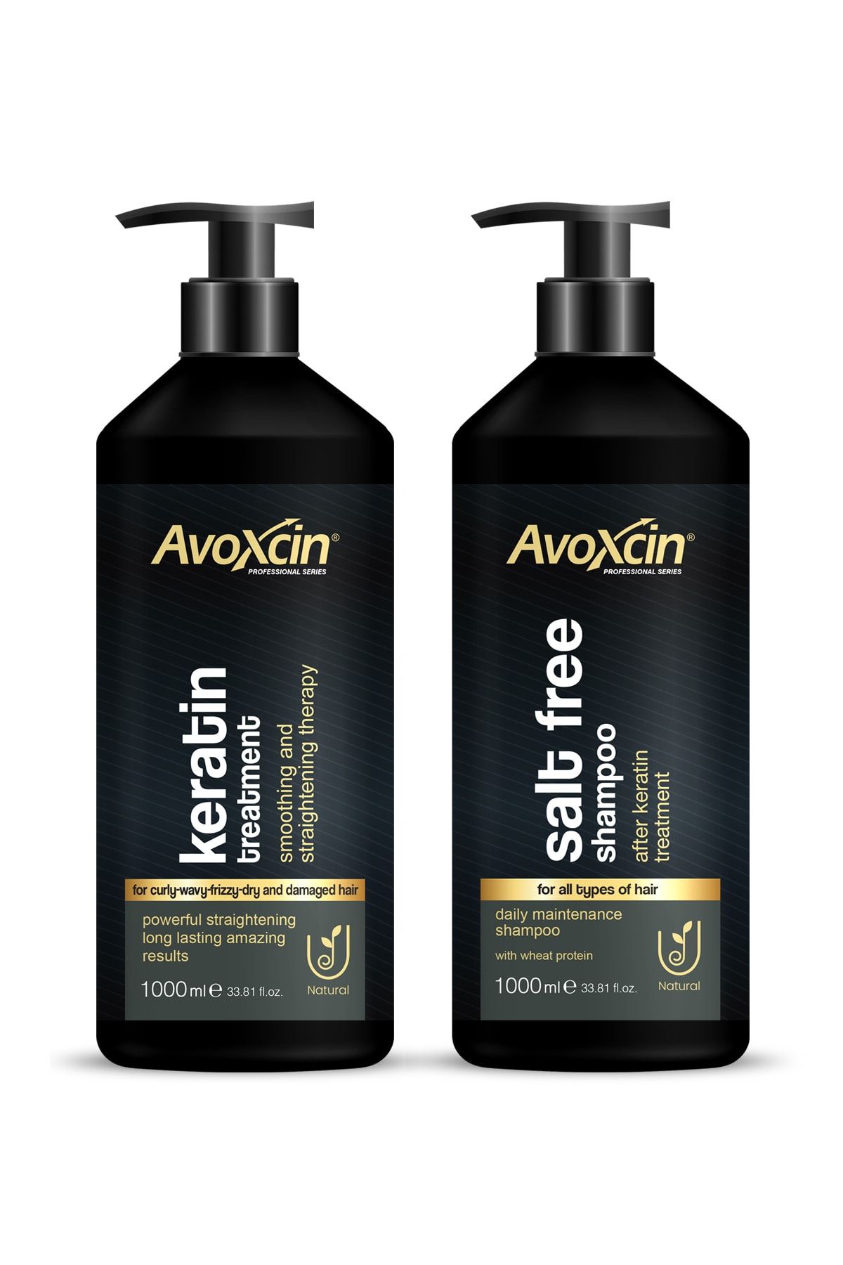 AVOXCIN Saç Düzleştirici Kalıcı Keratin Bakımı Brezilya Fönü Arındırıcı Tuzsuz Şampuan 1000 ml