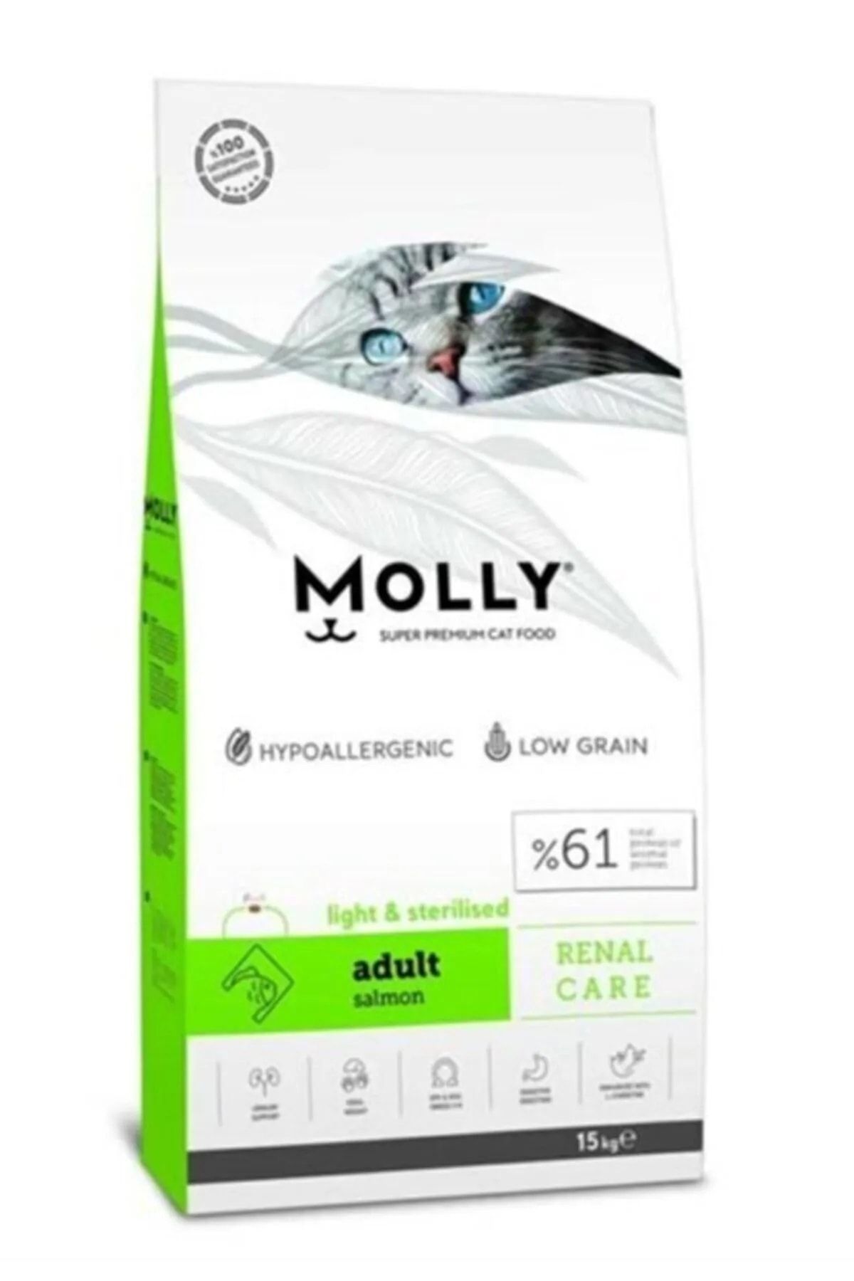 Molly Renal Care Light & Sterilised Salmon Kısır Somonlu Kedi Maması 15kg