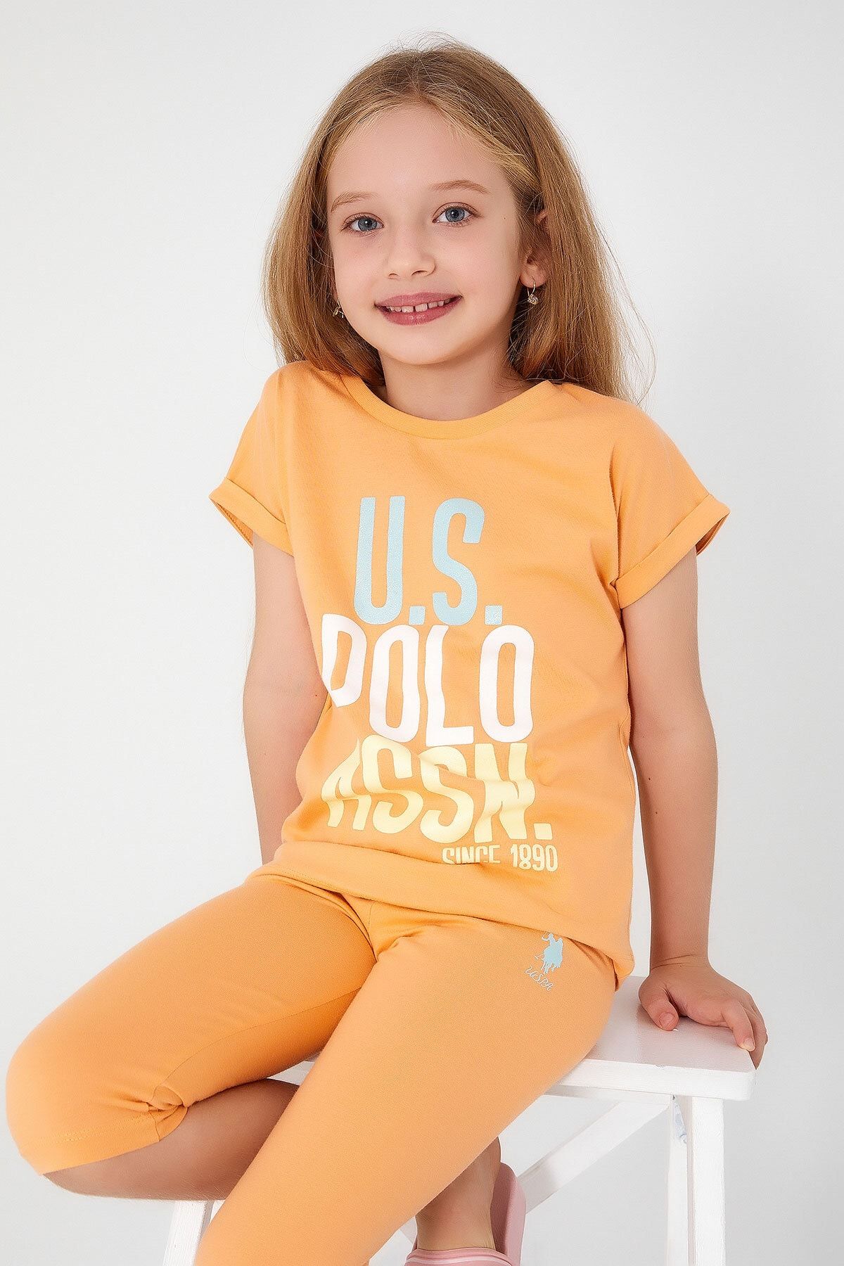 U.S. Polo Assn. Koyu Sarı Kız Çocuk Tayt Takım