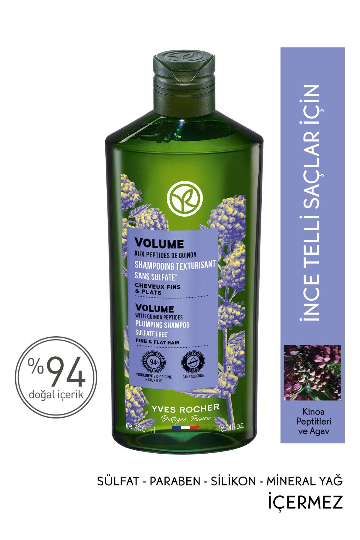 Yves Rocher İnce Telli Saçlar İçin (Volume) Hacim Veren Şampuan - Sülfatsız & Vegan-300 ml