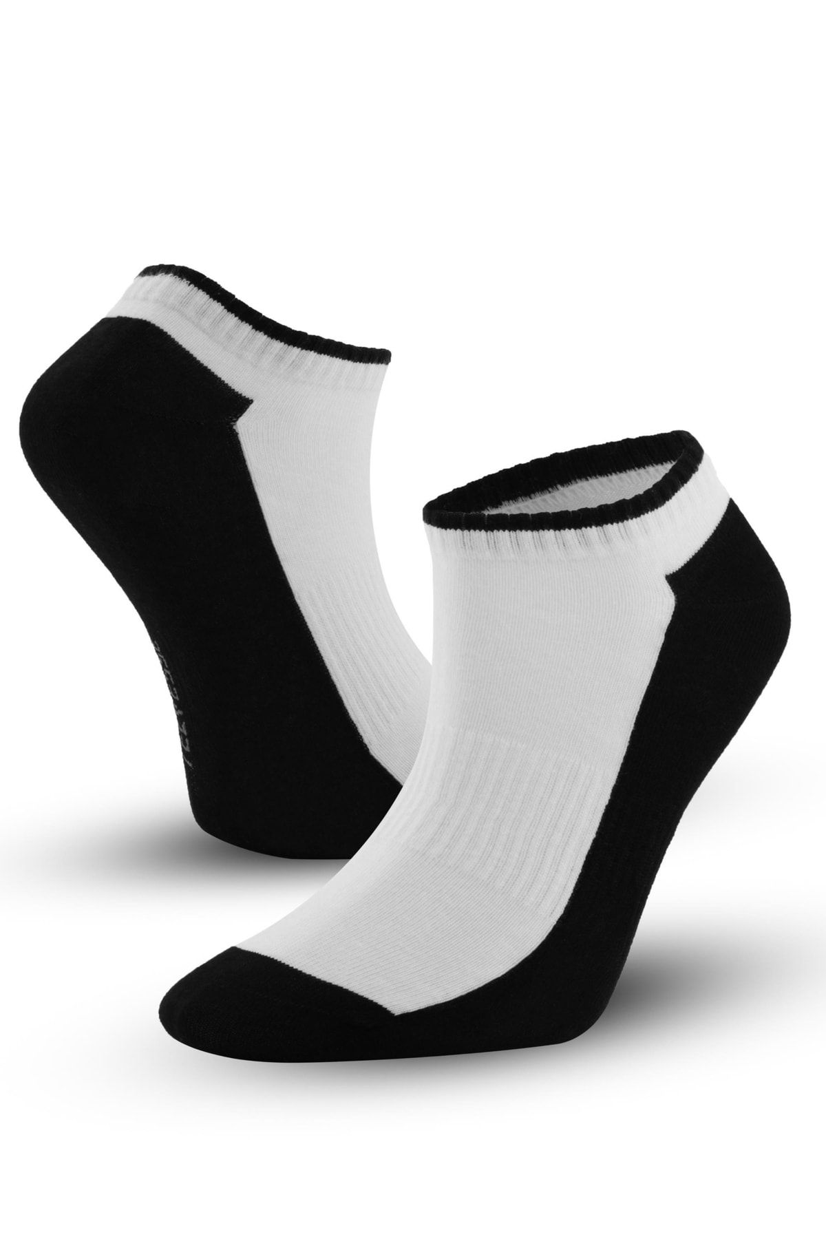 Telvesse Marcher Dikişsiz Patik Çorap Spor Kısa Çift Renkli Kısa Konçlu Spor Çorabı Siyah-beyaz
