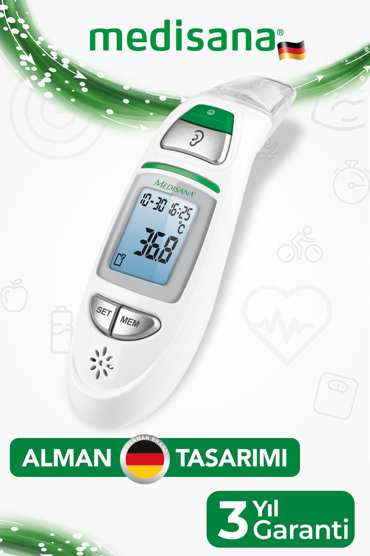 medisana Alman Tasarım Alından Ve Kulaktan Temassız Ateş Ölçer 3 Yıl Garantili