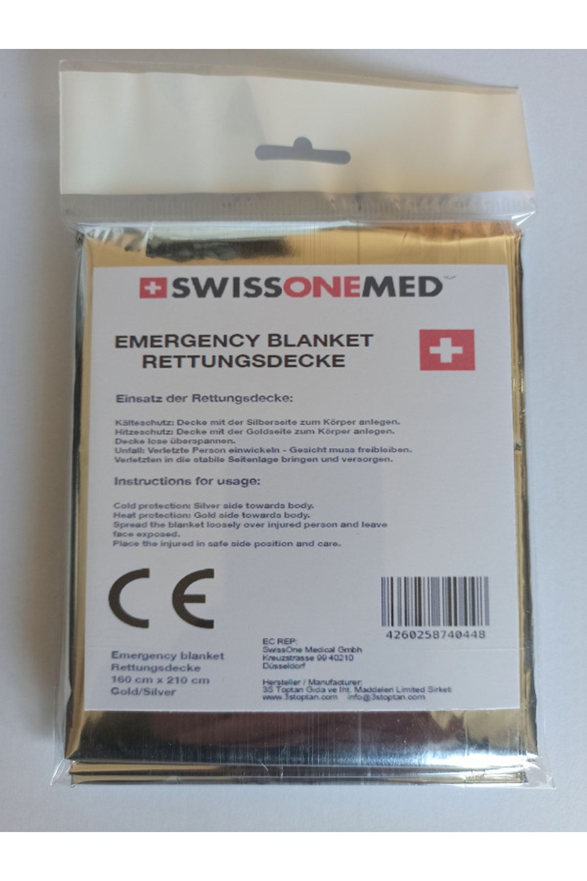 SwissOne Medical Orjinal Acil Durum Termal Battaniye Isı Yalıtımlı 160x210cm 2 Adet Gümüş