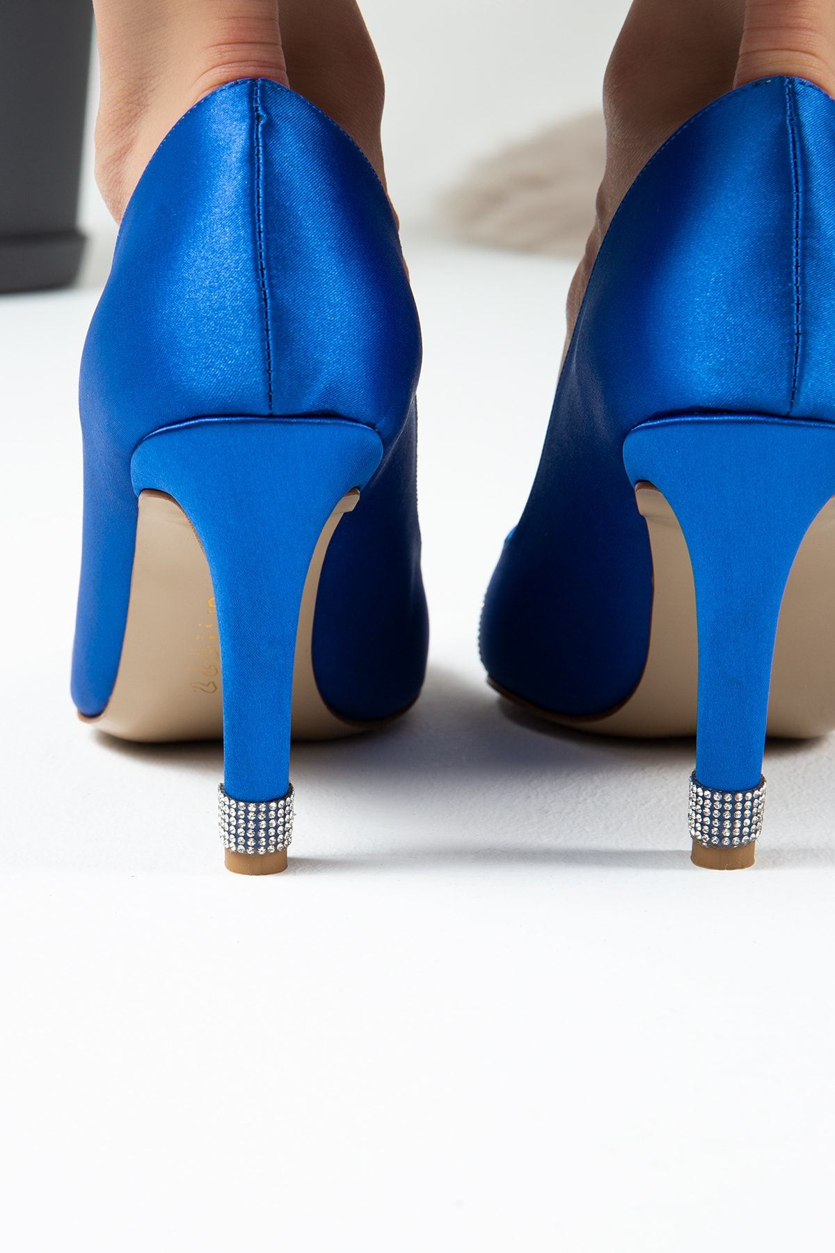 Deery Mavi Stiletto Taşlı Kadın Topuklu Ayakkabı