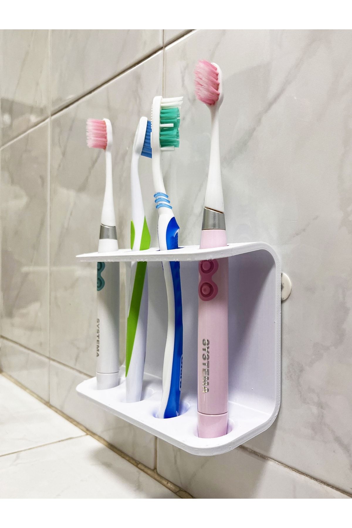 Emr Store Diş Fırçası Askı Aparatı - Banyo Diş Fırçalık - Dörtlü Diş Fırçalık
