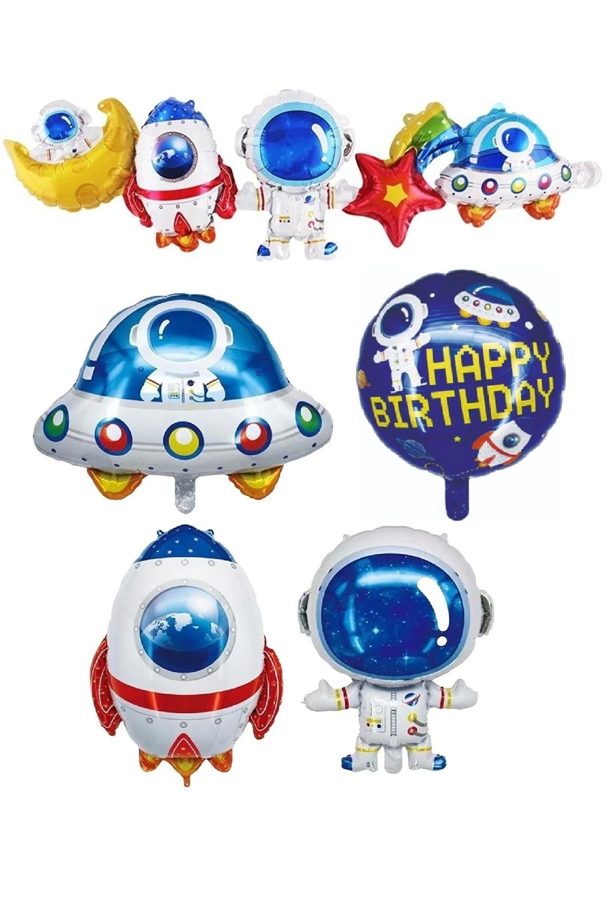 Onay Store Uzay Temalı 5'li Folyo Balon Set - Uzay Temalı Doğum Günü Balonu (balon Bandı Hediyeli)
