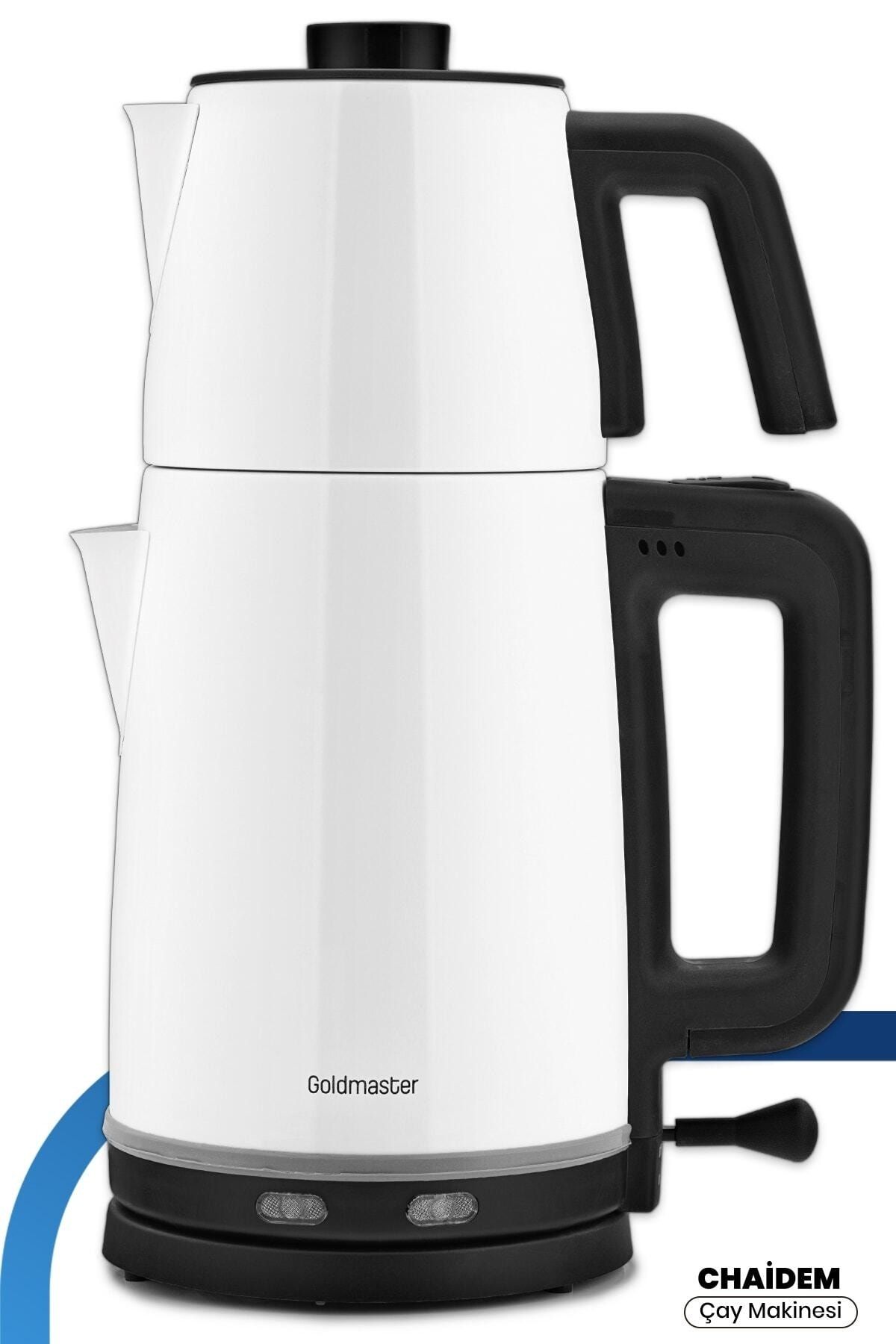 GoldMaster Chaidem Xl 2200 Watt Paslanmaz Çelik Damlatmaz Çelik Çay Makinesi Ve Su Isıtıcısı Süt Beyazı