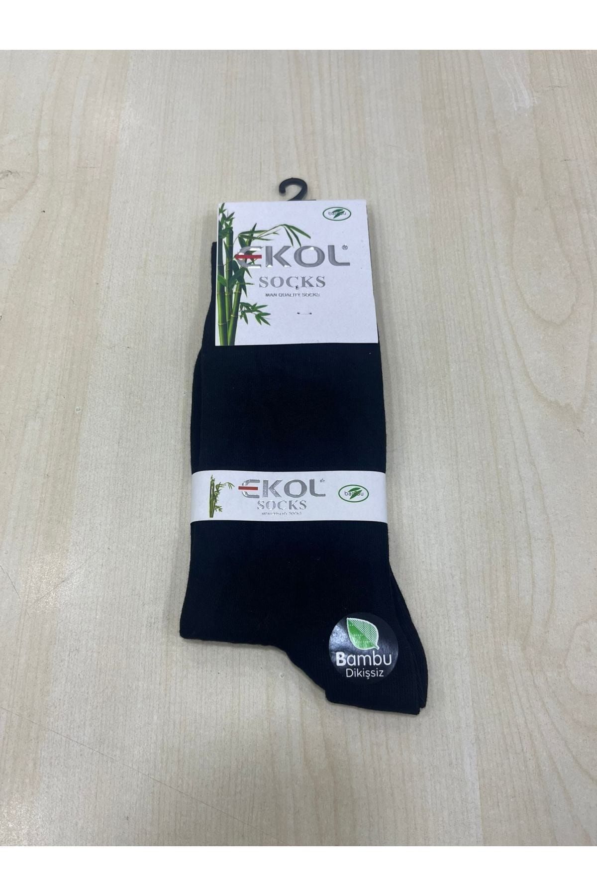 EKOL SOCK'S Erkek Siyah Bambu 6'lı Soket Çorap