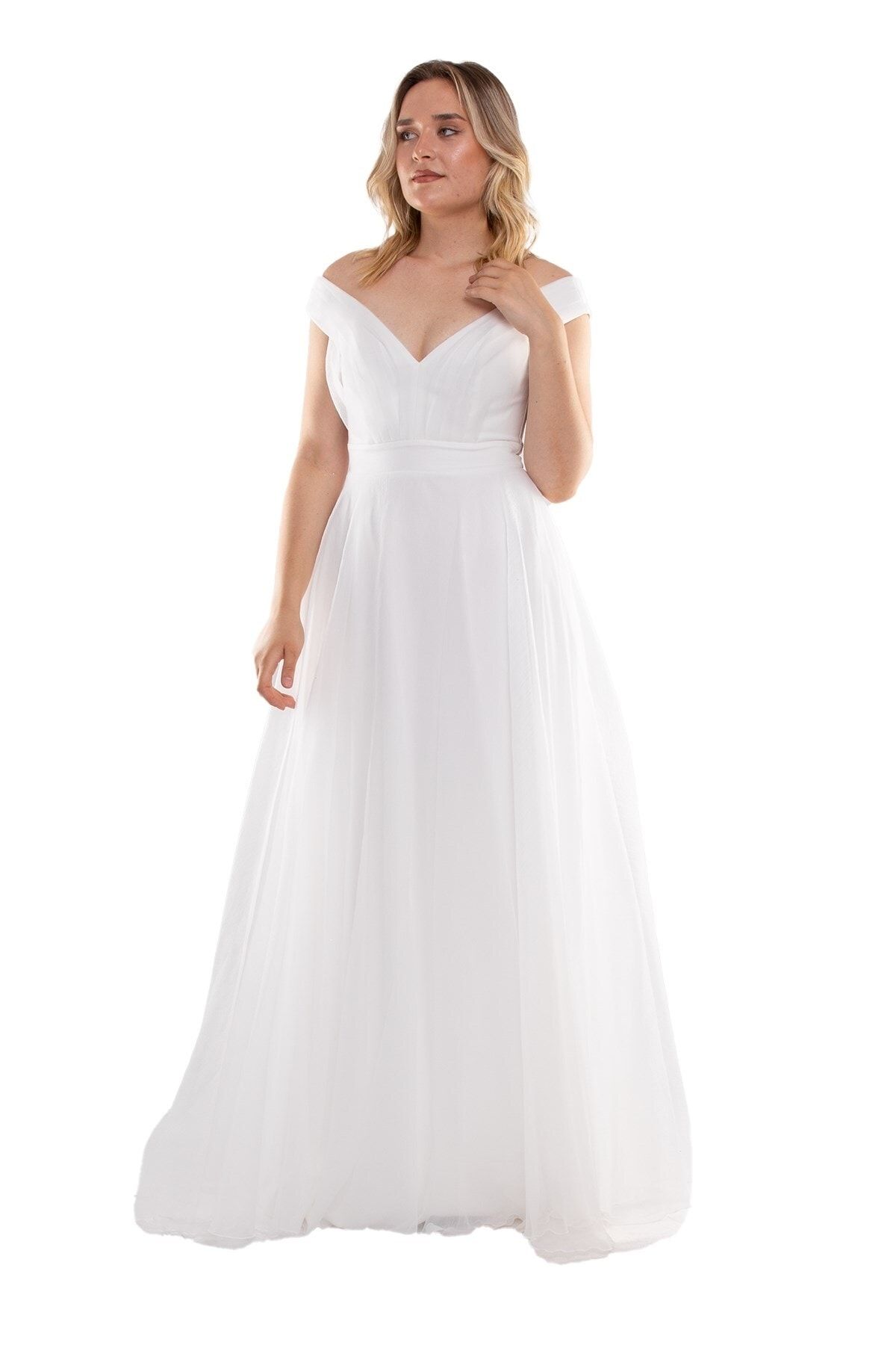 DORİDORCA 3038 Yaka Drapeli Organze Nişanlık Abiye