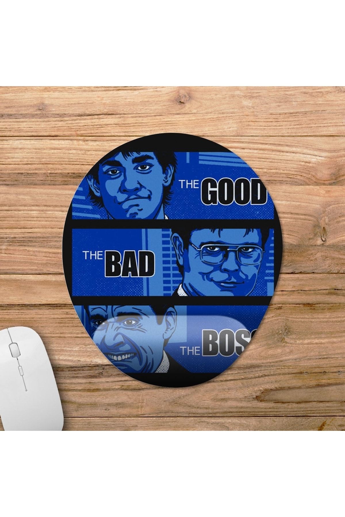 Pixxa The Office - The Good, The Bad And The Boss Bilek Destekli Mousepad Model - 1 Oval