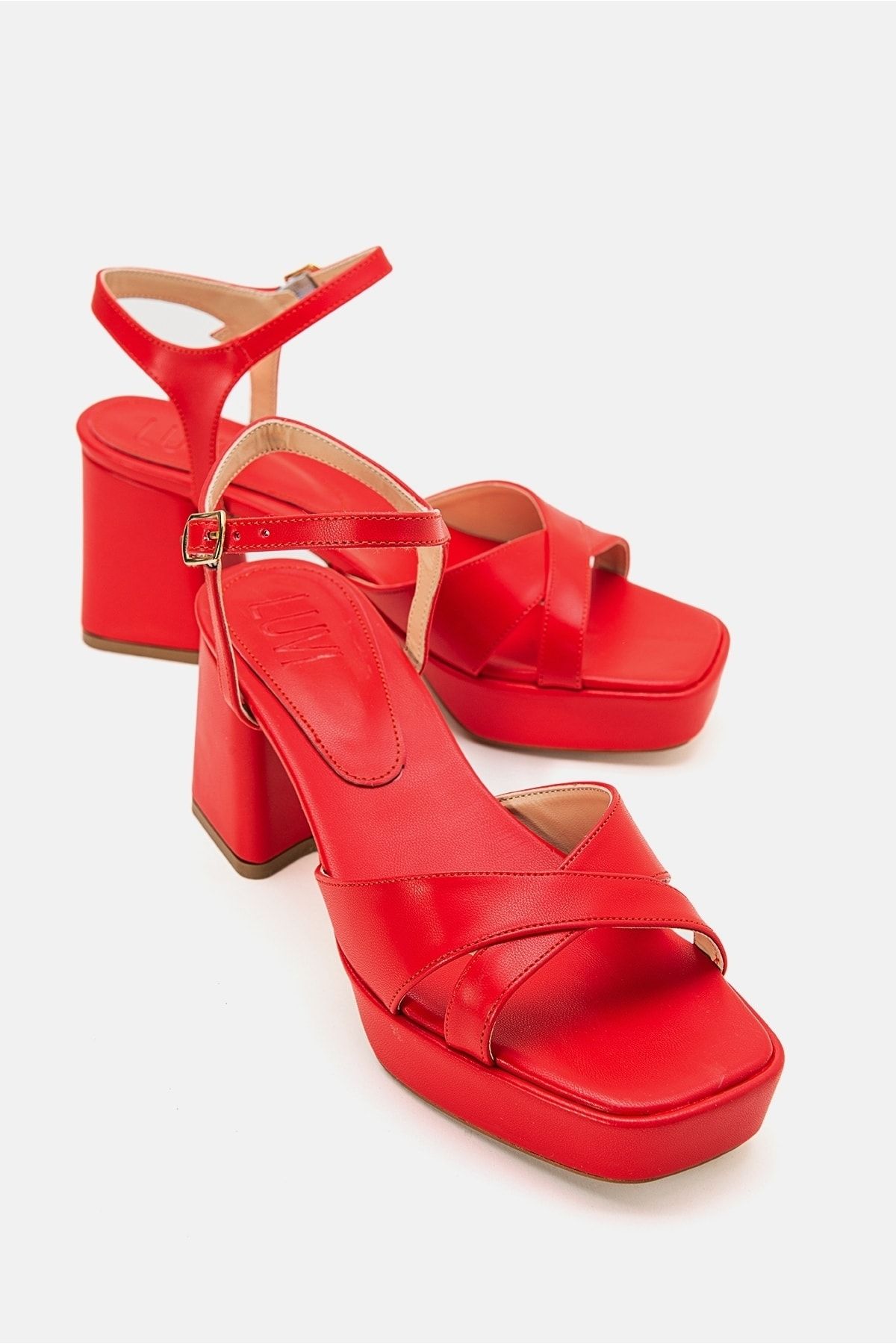 luvishoes Mınus Kırmızı Cilt Kadın Topuklu Ayakkabı