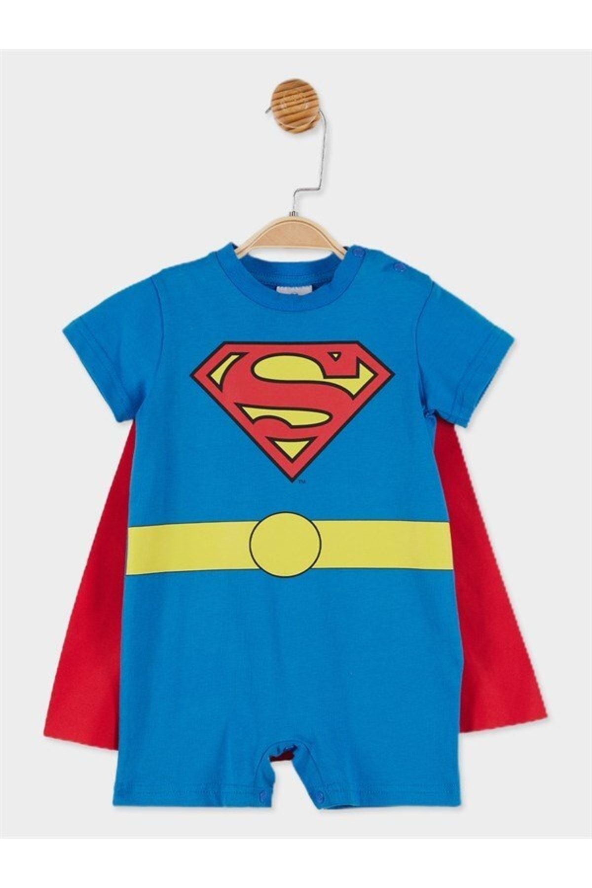 Superman Lisanslı Erkek Bebek Pelerinli Tulum