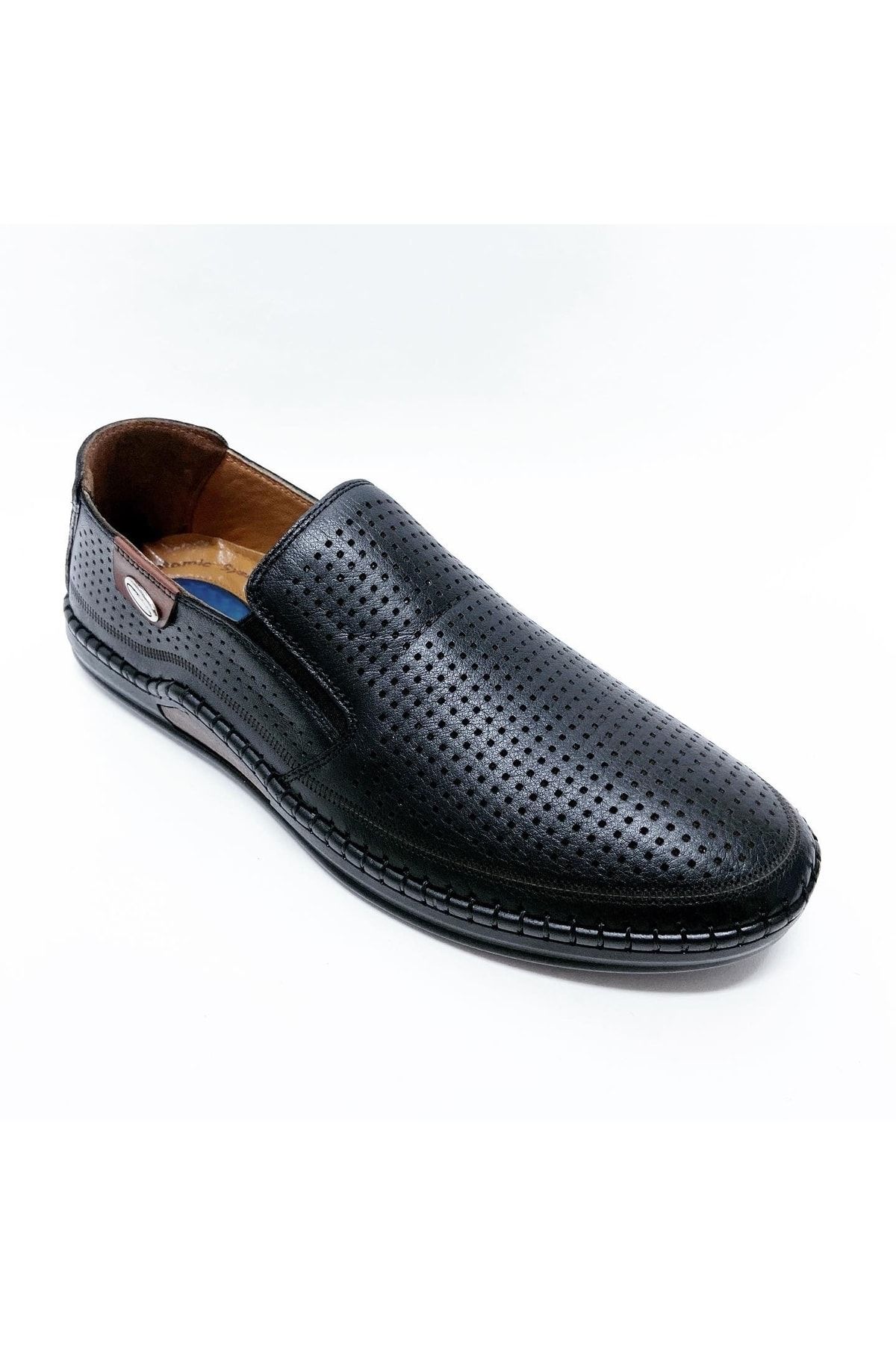 stok83 Catelli Erkek Hakiki Deri Zımbalı Yazlık Ayakkabı