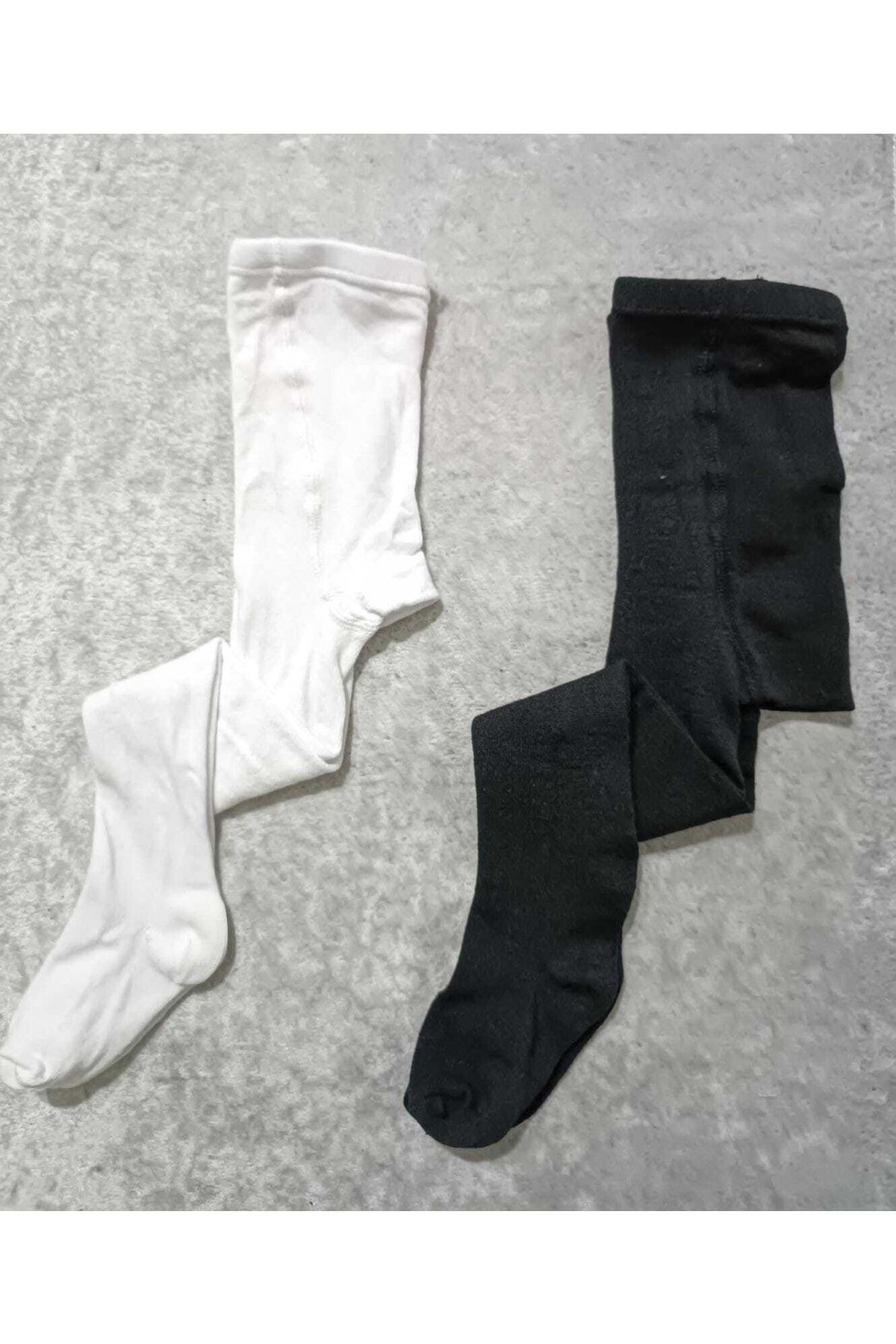ESES BEBE Beyaz Siyah Ikili Bebek Çocuk Külotlu Çorap