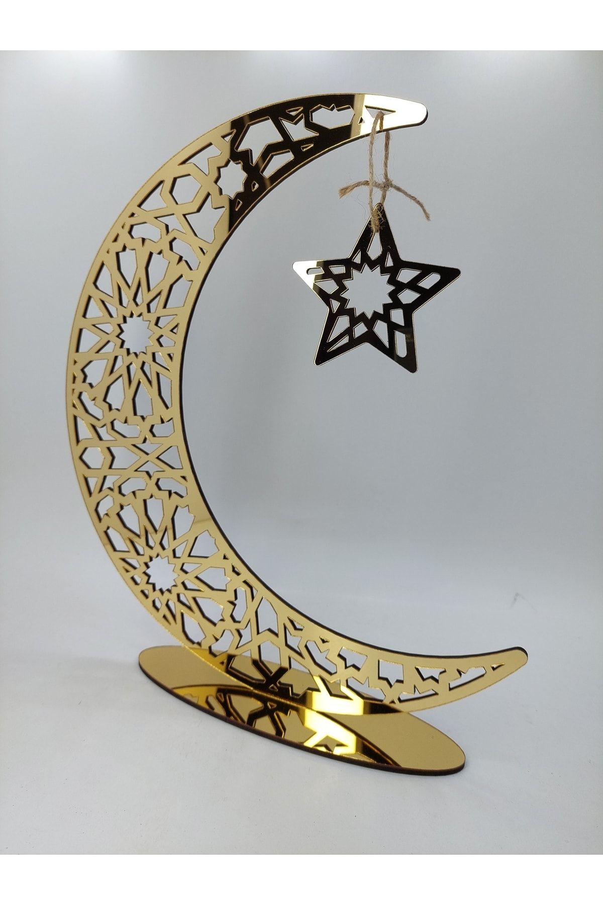 şamaksesuar Ramazan'a Özel Ahşap Altın Pleksi Süsleme Ve Dekoratif Hilal