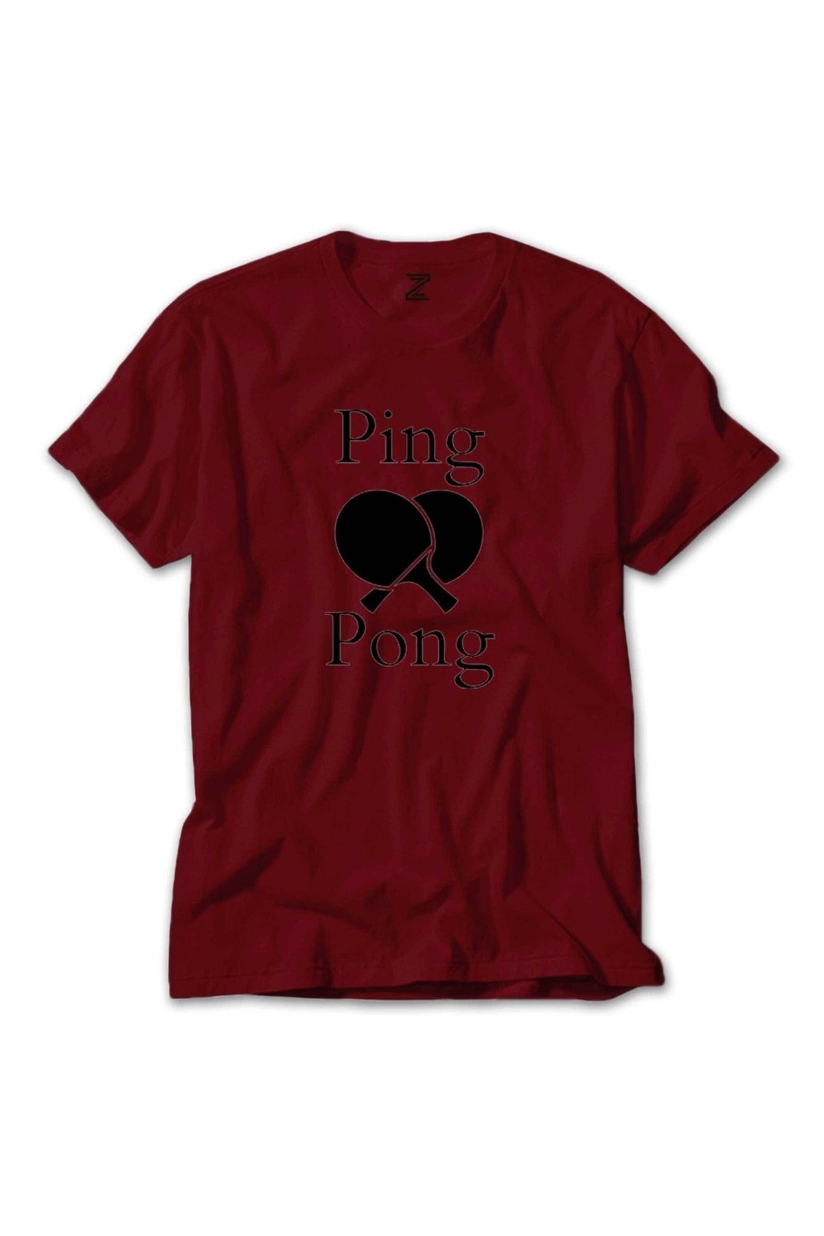 Z zepplin Ping Pong Racket Design Black Kırmızı Tişört