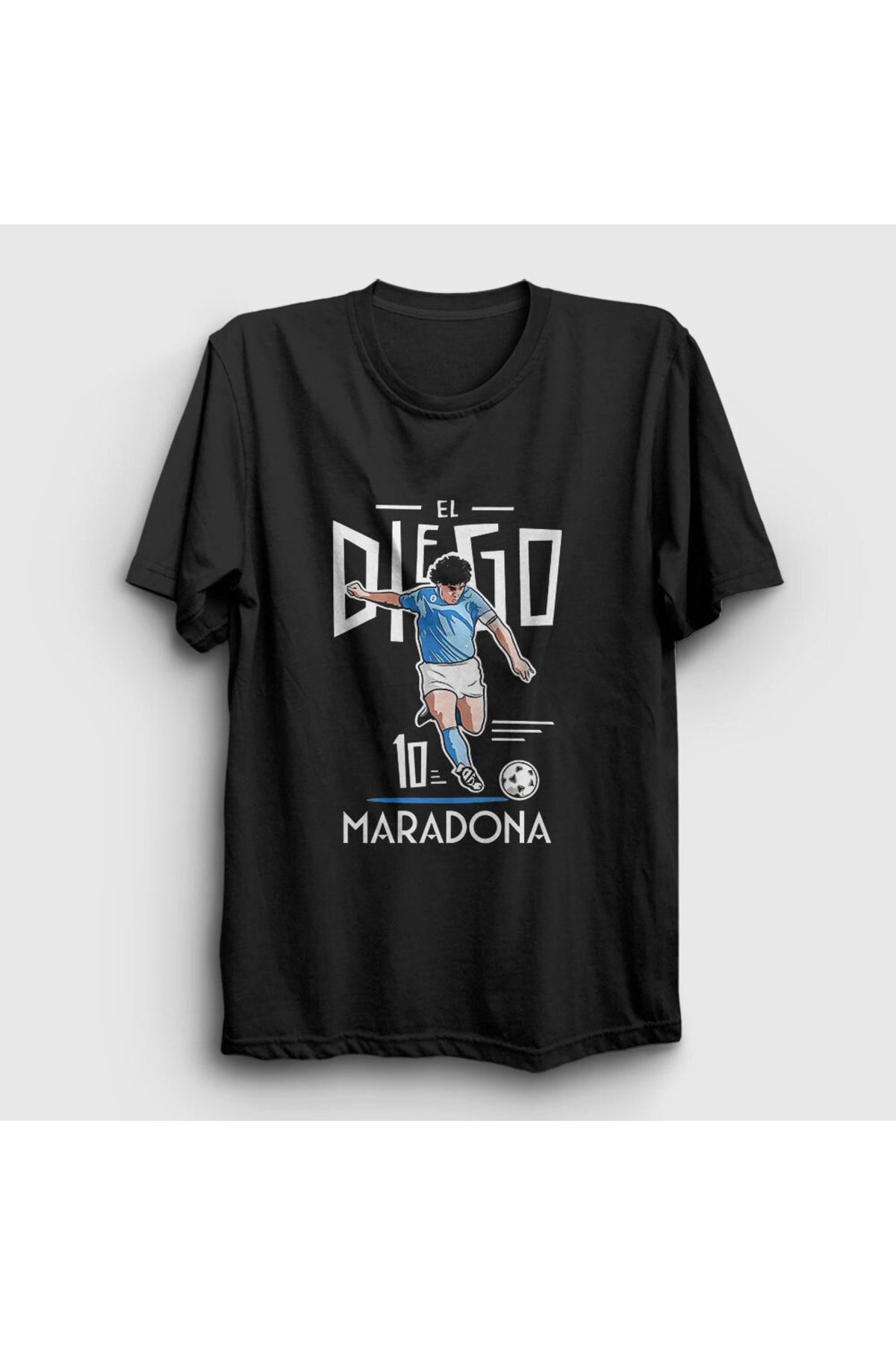 Presmono Unisex Siyah Futbol Sut Maradona T-shirt 51410tt