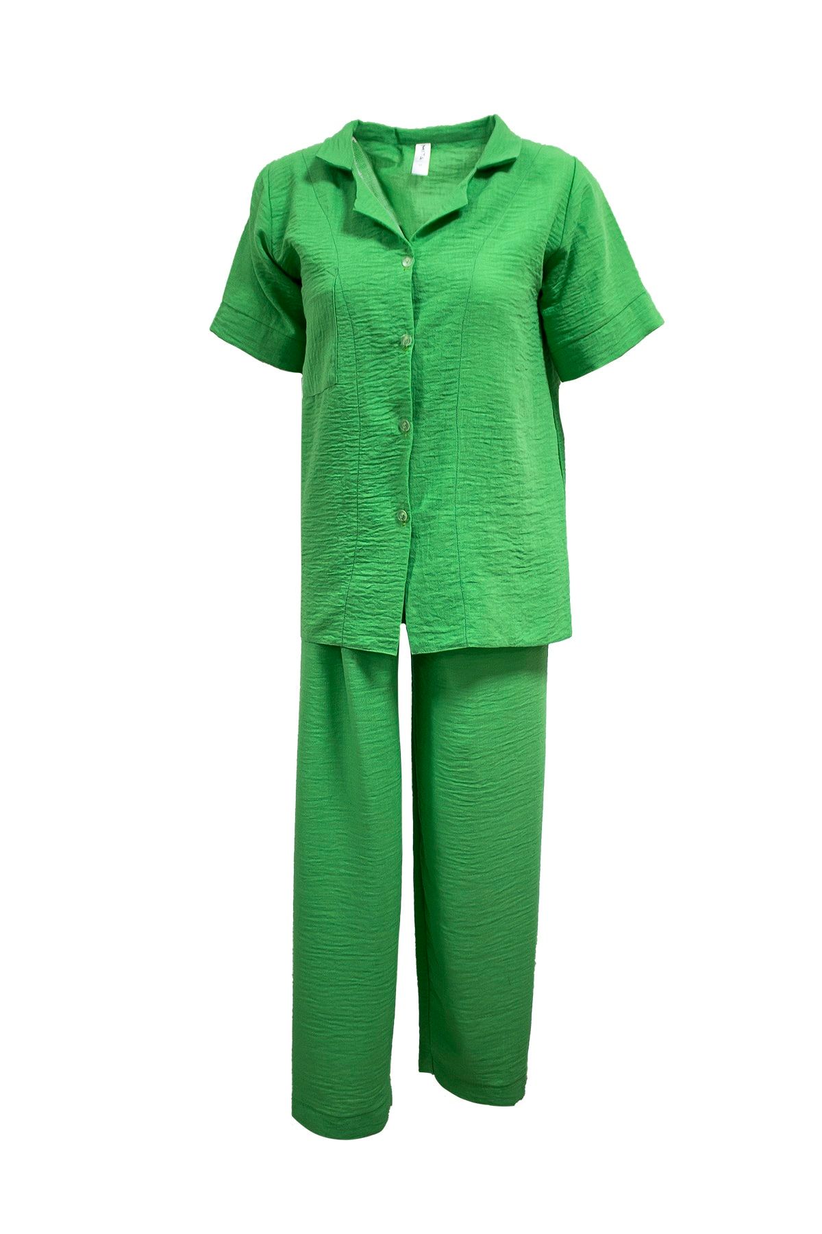 Mita Concept Ham Keten Yeşil Gömlekli Pijama Takımı