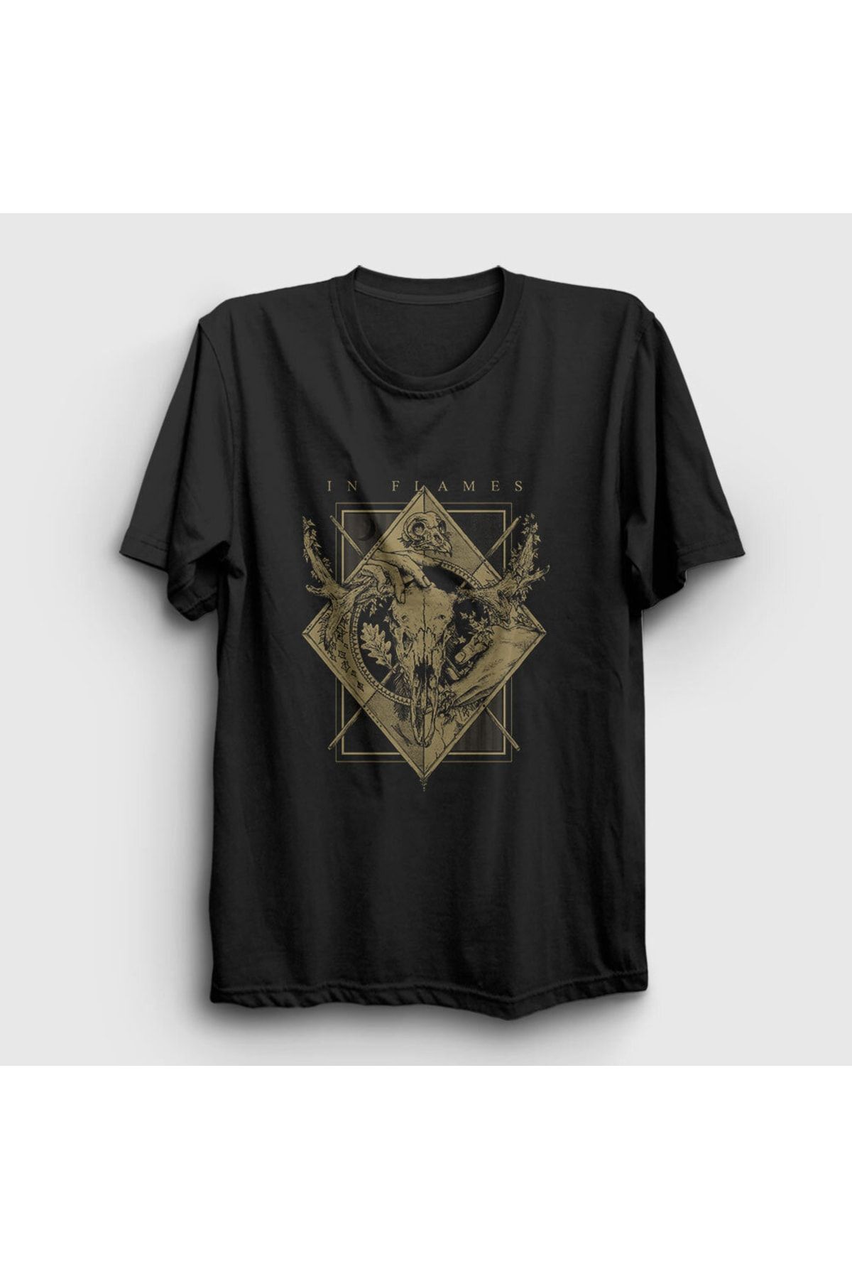 Presmono Unisex Siyah Moose In Flames T-shirt 84782tt