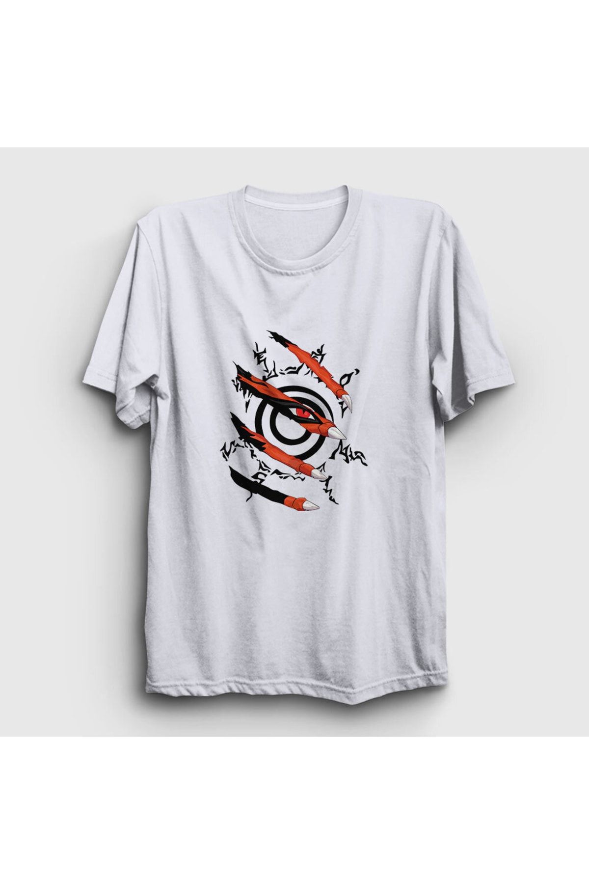 Presmono Unisex Beyaz Kyuubi Anime Naruto T-shirt 133710tt