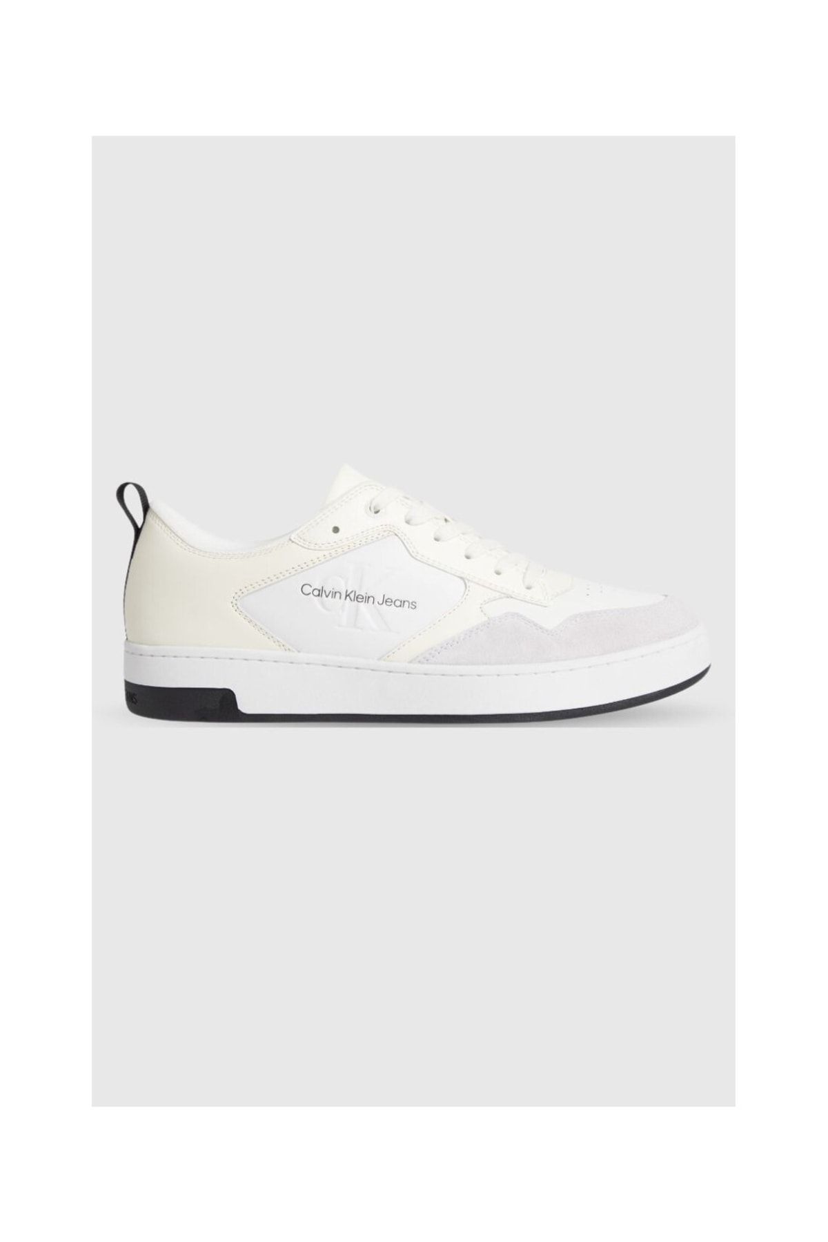 Calvin Klein Erkek Logolu Bağcıklı Deri Bej Sneaker Ym0ym00574-0f6