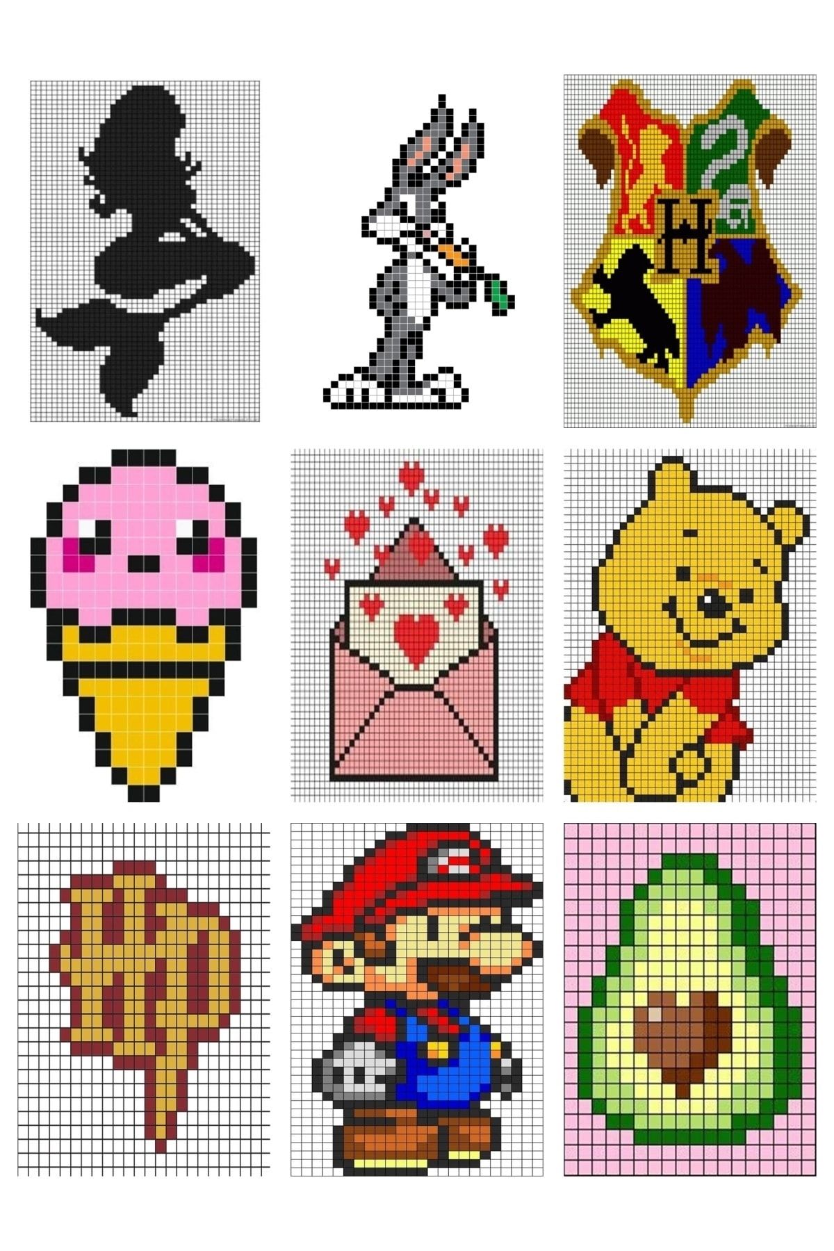 animeandyourworld Pixel Art Resim Defteri (çizim Defteri )telli A4 Boyutu Pvc Kaplı 21×29 Cm 32 Sayfa
