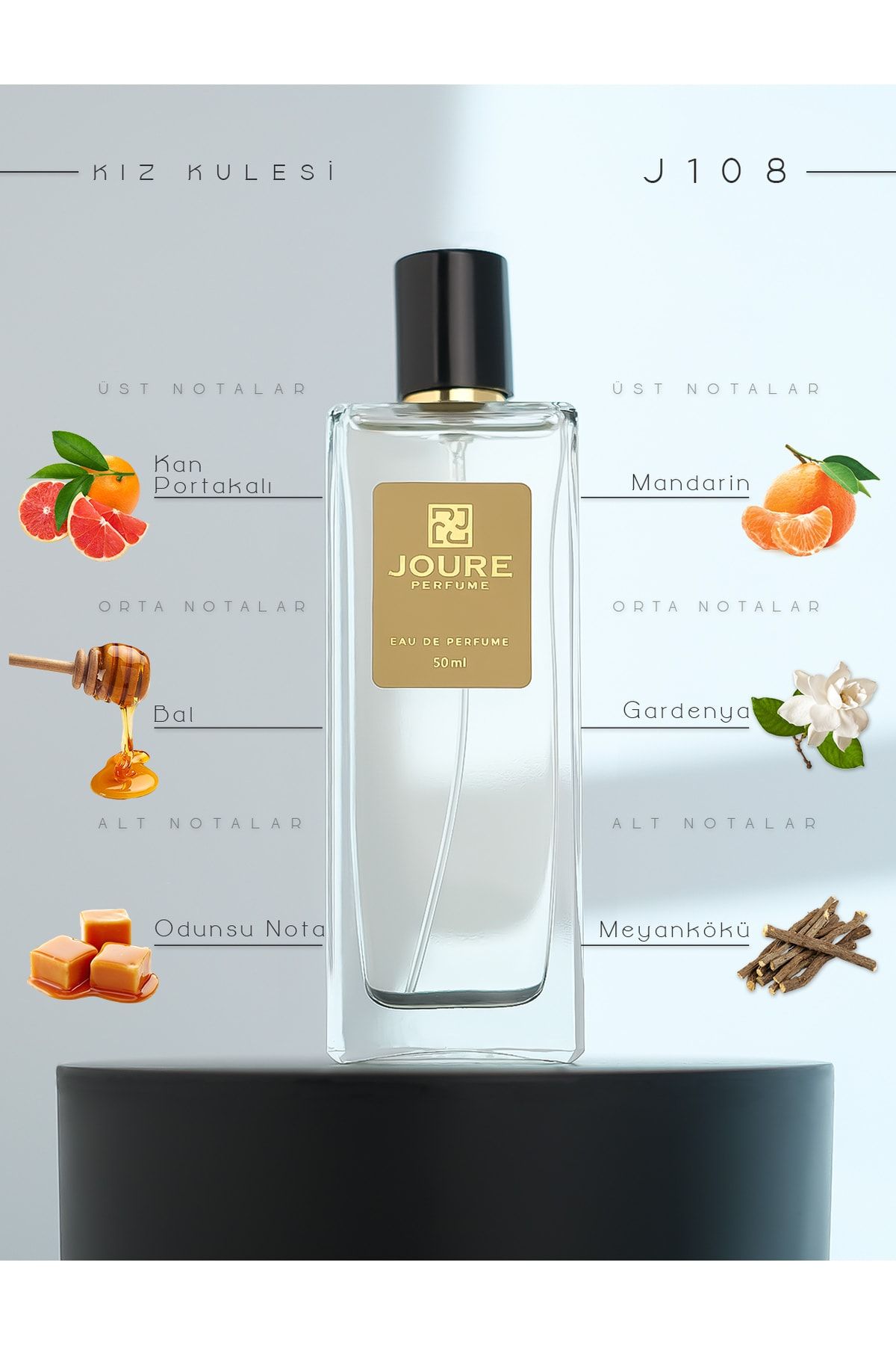 JOURE PERFUME Joure J108 - Afrodizyak Etkili Tatlı Beyaz Çiçekler Bal Karamel Kokulu 50ml Kalıcı Edp Kadın Parfüm