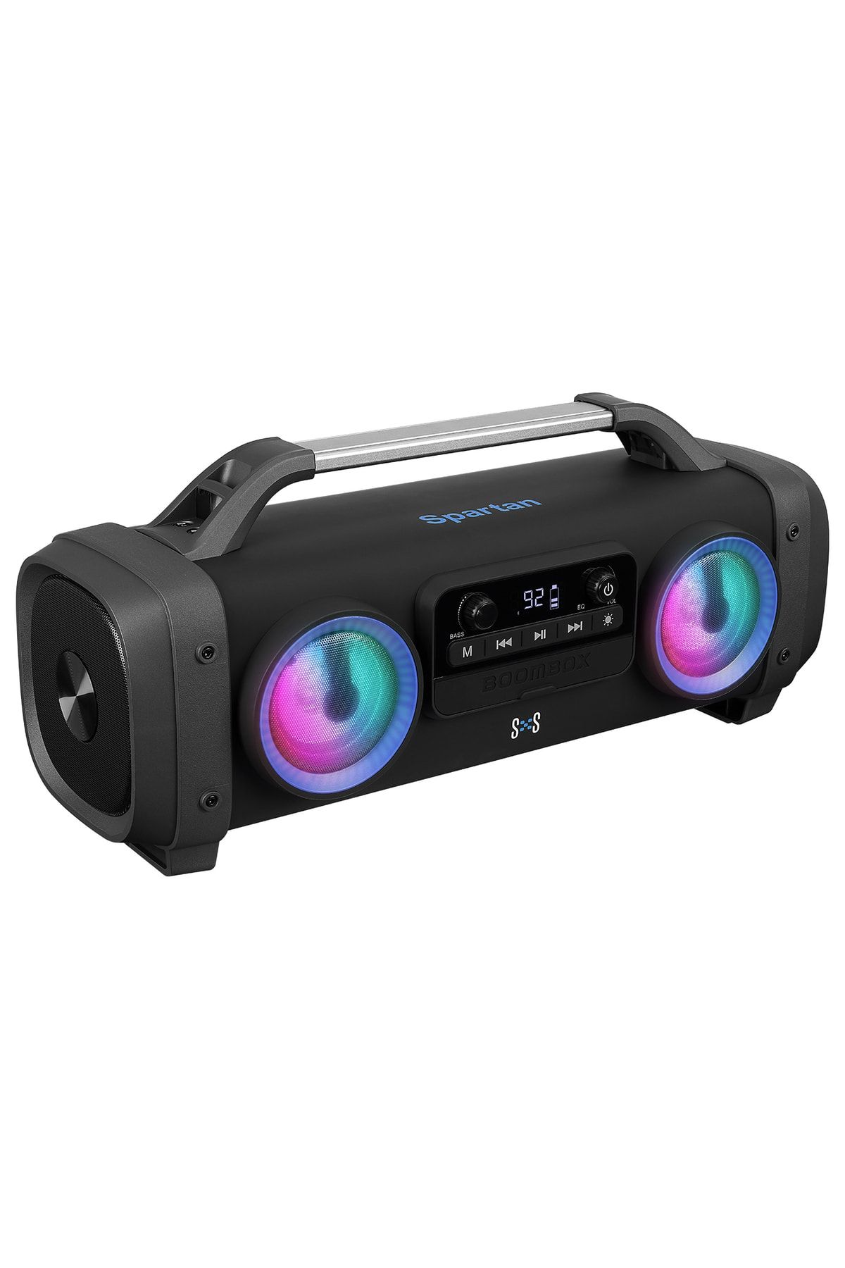 Mikado Sh03 Spartan Led Işıklı Bt/tf/usb/aux/fm/mıc Grişli Speaker Hoparlör