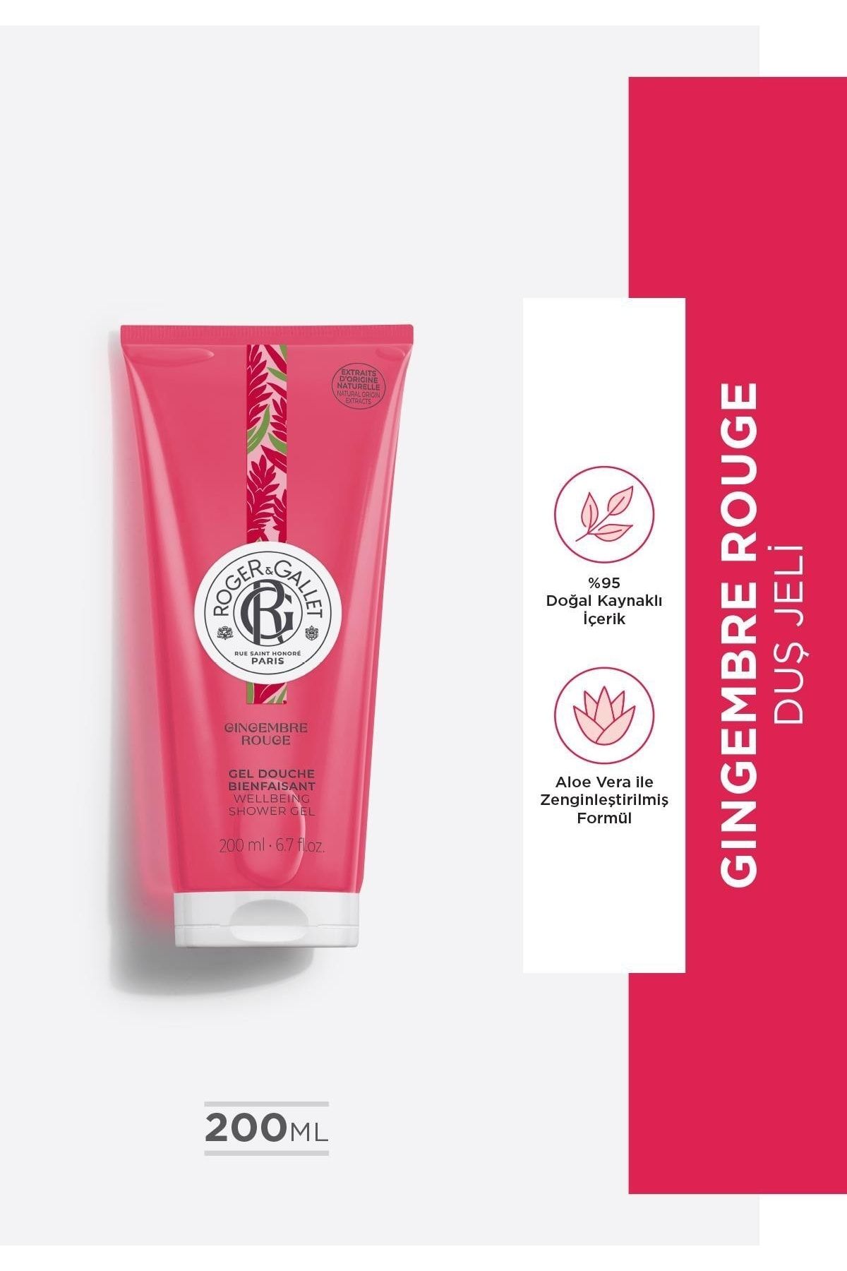 Roger&Gallet Gingembre Rouge Aloe Vera Ve Zencefil Özlü Canlandırıcı Bitkisel Nemlendirici Duş Jeli 200ml