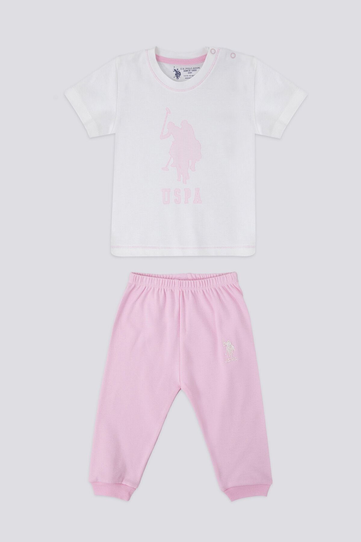 U.S. Polo Assn. Light Tones Pink Krem Bebek Tshirt Takım