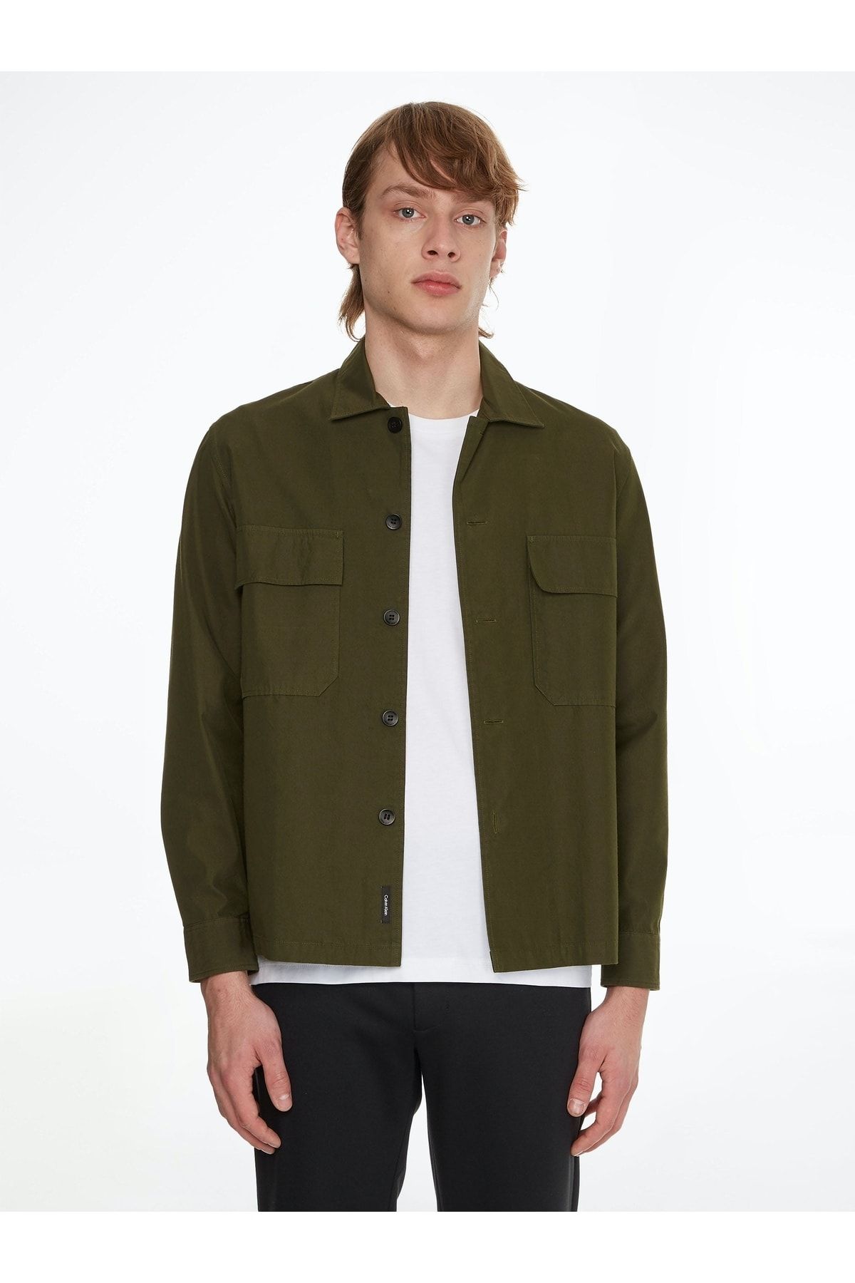 Calvin Klein Erkek Pamuklu Uzun Kollu Düğme Kapamalı Yeşil Gömlek K10k109920-mrz