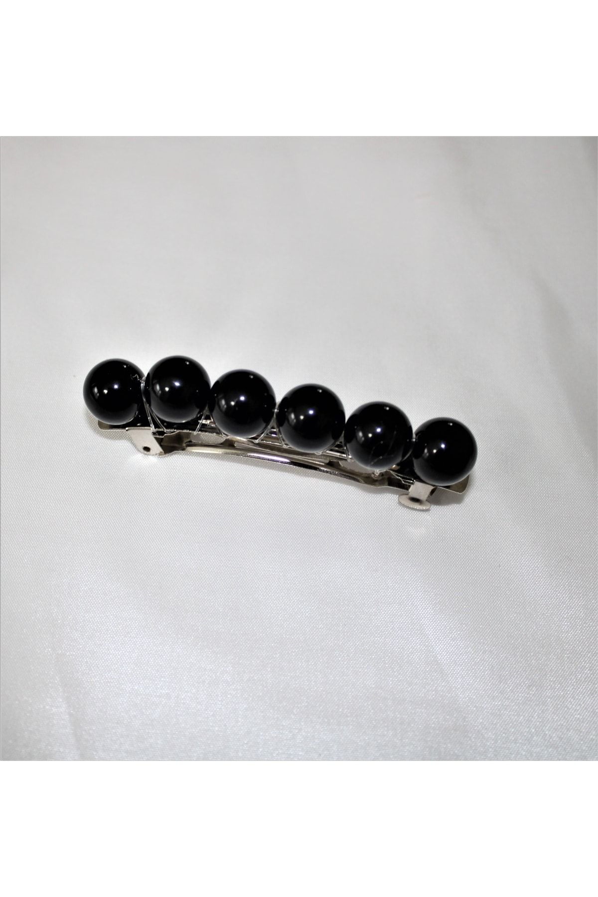 çınar bahçesi Inci Saç Tokası Otomatik Black Shiny Pearl
