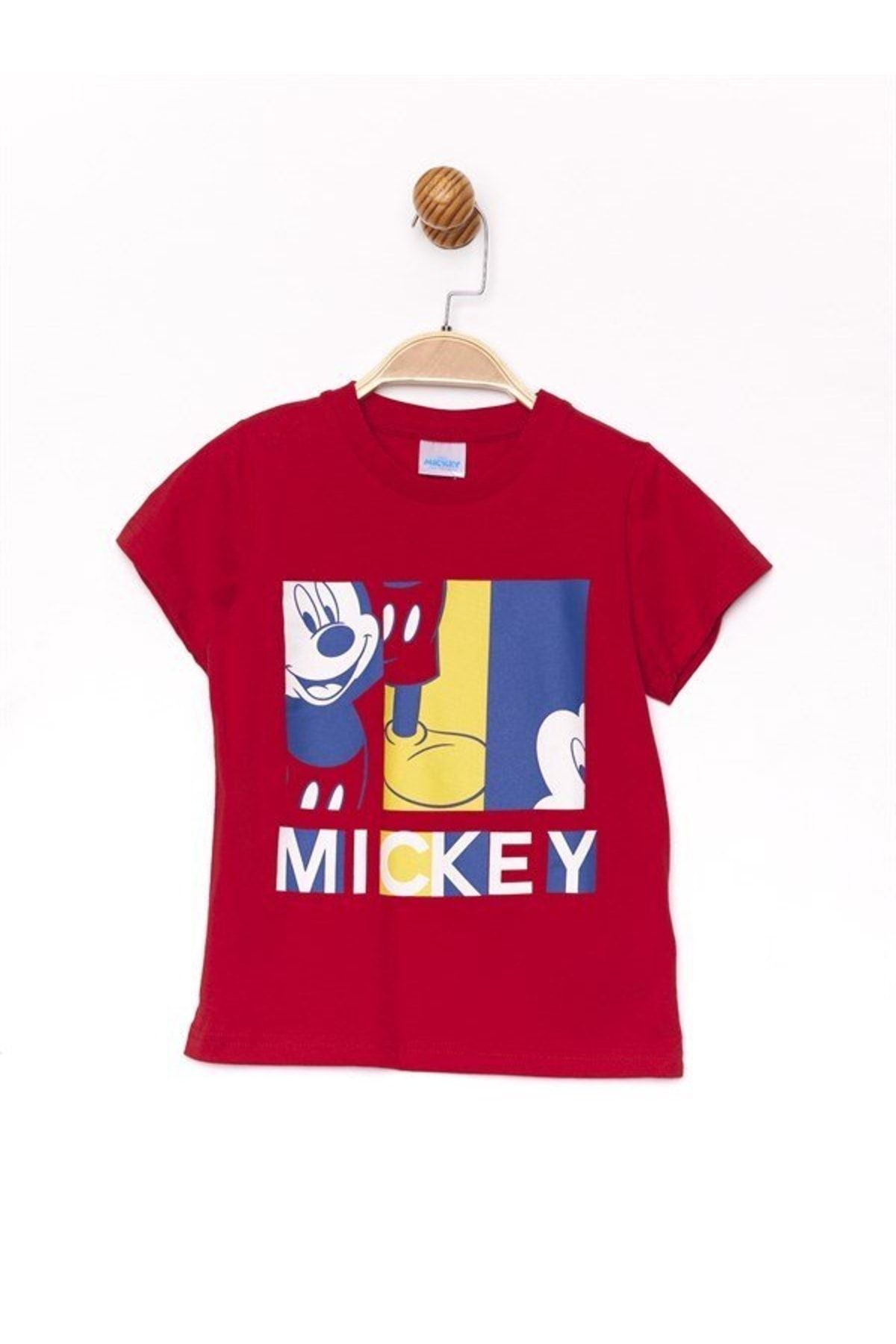 DİSNEY Mickey Mouse Lisanslı Kırmızı Mickey Baskılı Çocuk Tişört