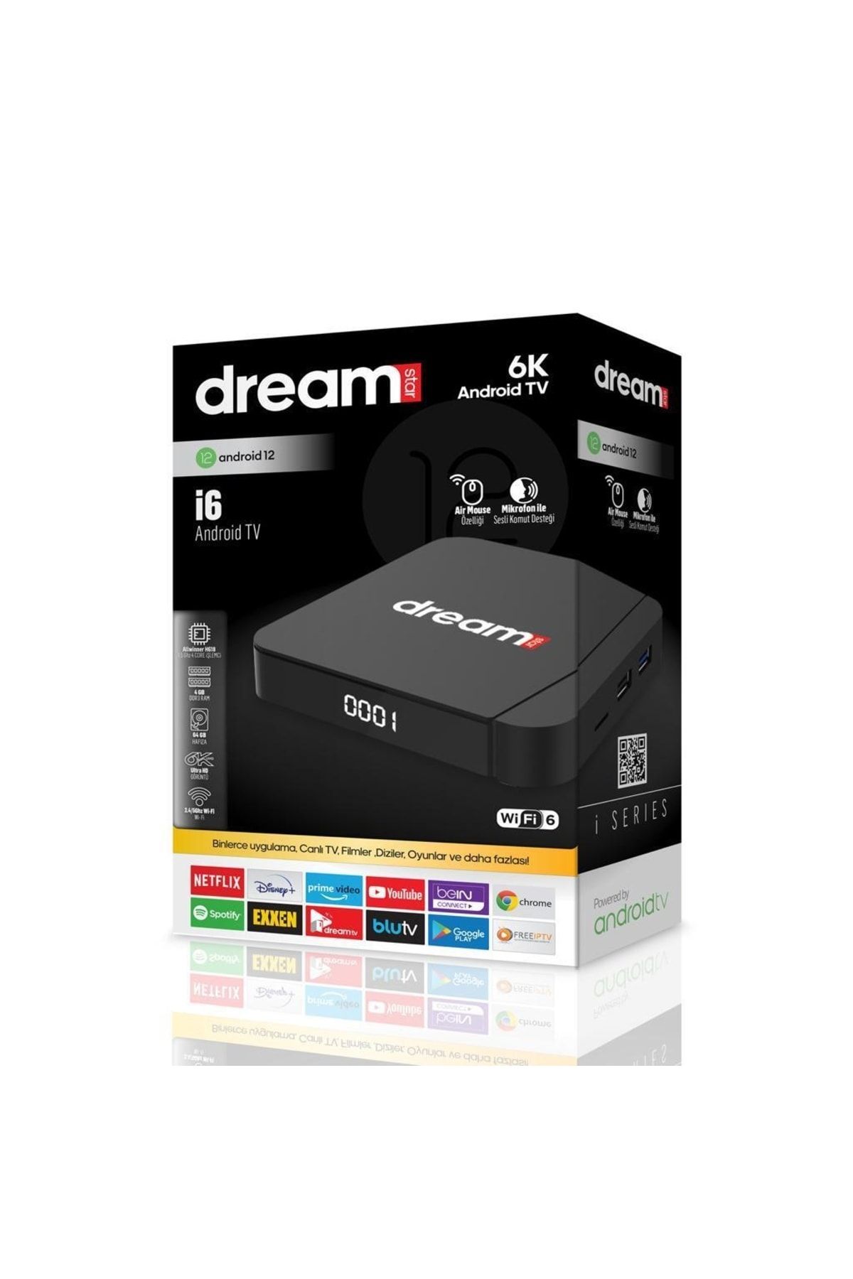 Dreamstar 6k Ultra Hd 4 Gb Ram 64 Gb Hafıza Android Tv Box (android 12) I-6 4-64