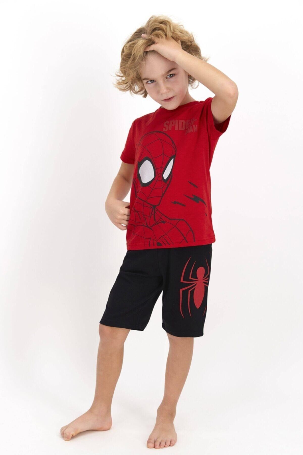 Spiderman Erkek Çocuk Kırmızı Spiderman Bermuda Takım D4541