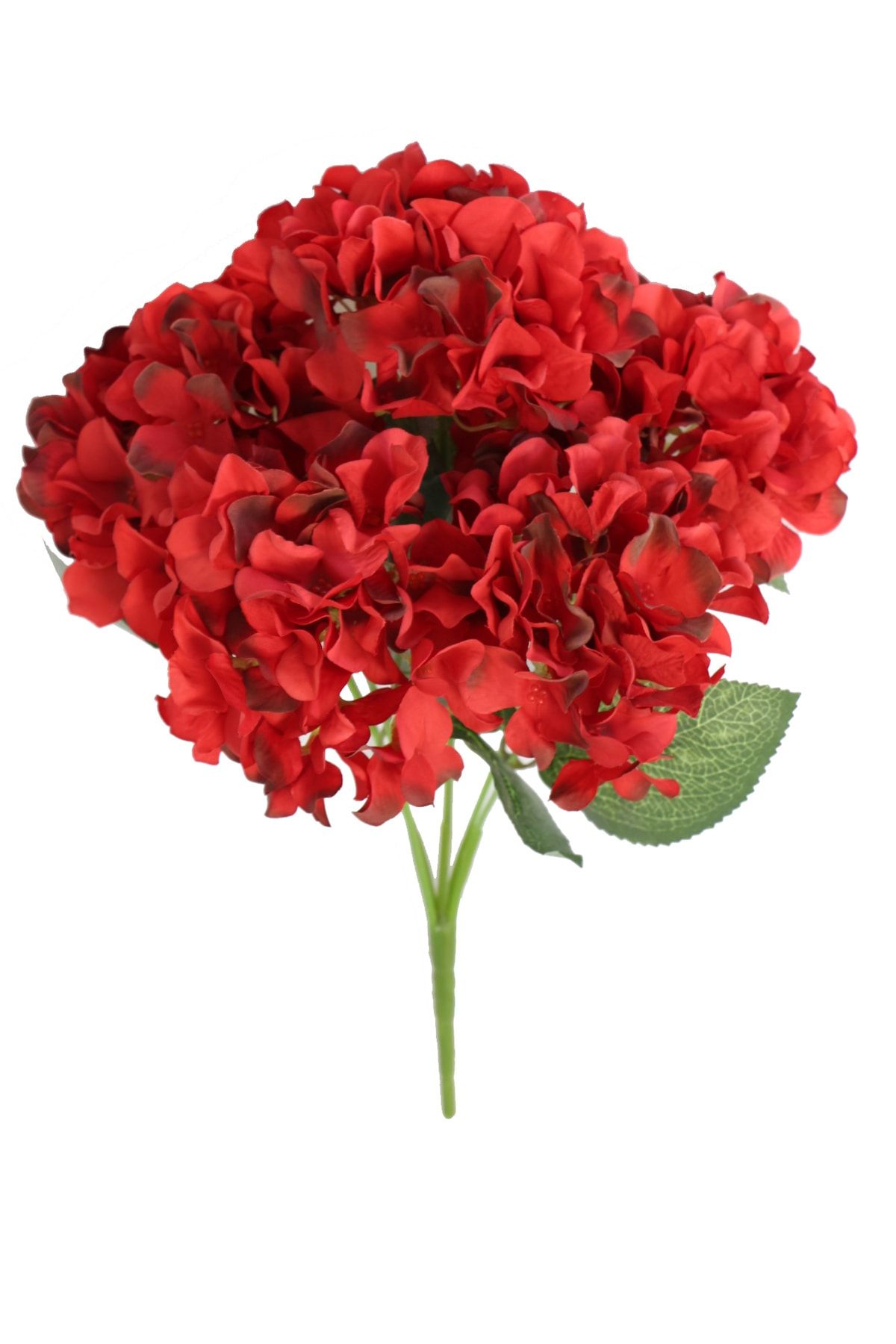 Yapay Çiçek Deposu Ortanca Demeti Kırmızı Yapay Çiçek 5 Dal
