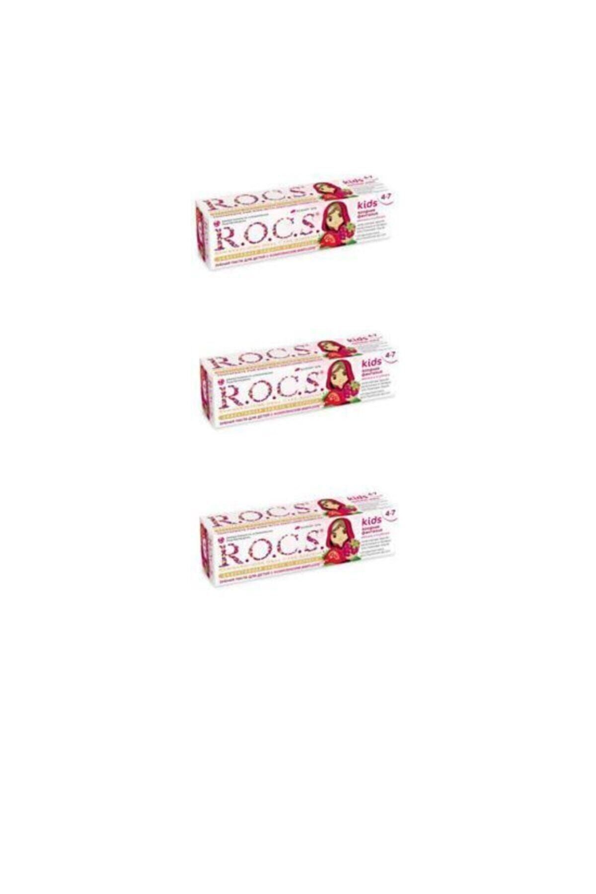 R.O.C.S. Rocs Kids 4-7 Yaş Çocuk Diş Macunu Yaz Esintisi Ahududu Çilek Tadı 35ml X 3 Adet