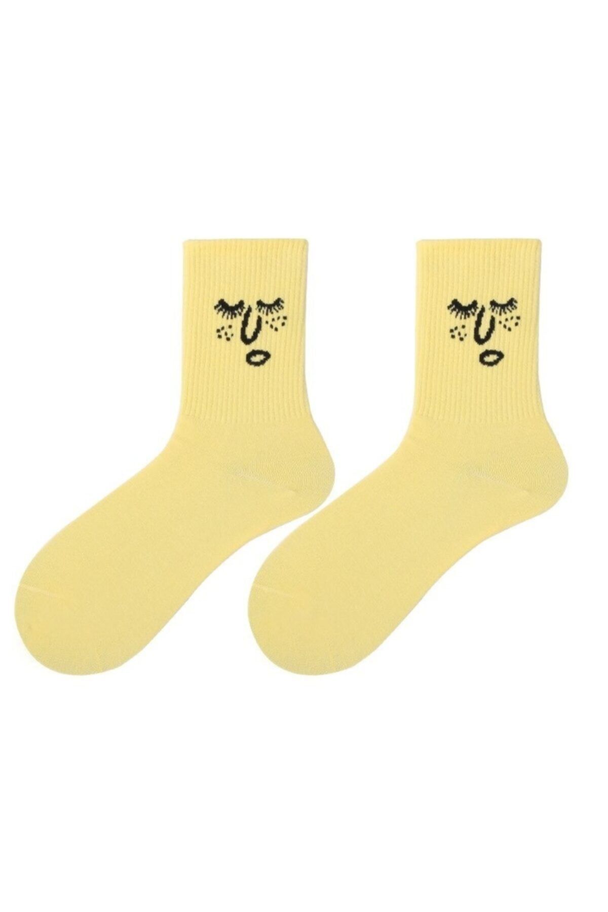 BGK Unisex Renkli Yüz Desenli Tenis Çorap