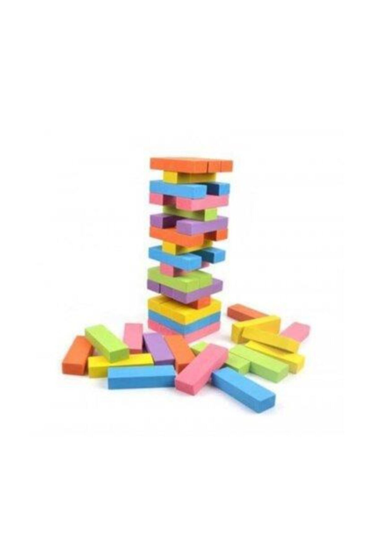 Genel Markalar Doğal Toys Renkli Ahşap Denge Oyunu Jenga