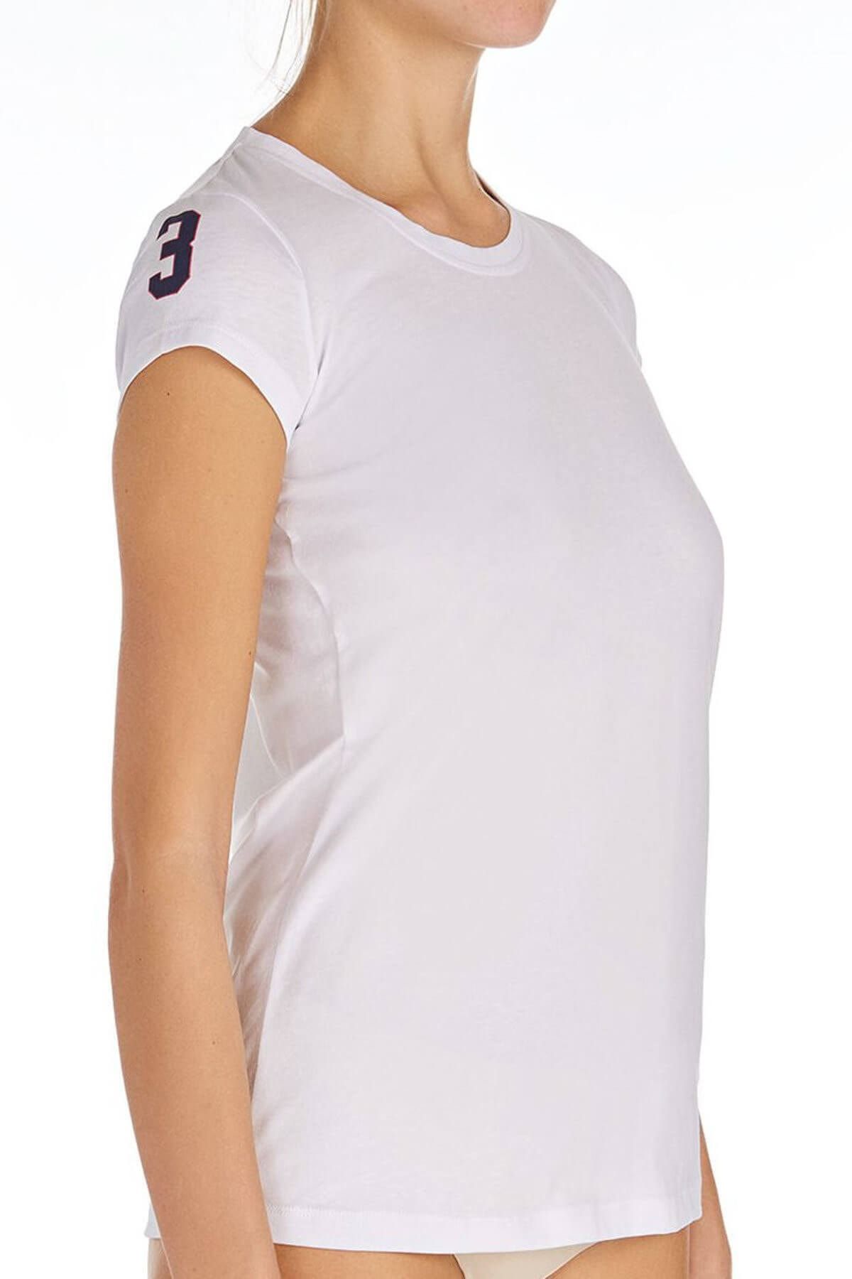 U.S. Polo Assn. Kadın Beyaz O Yaka T-shirt Us.01.66054