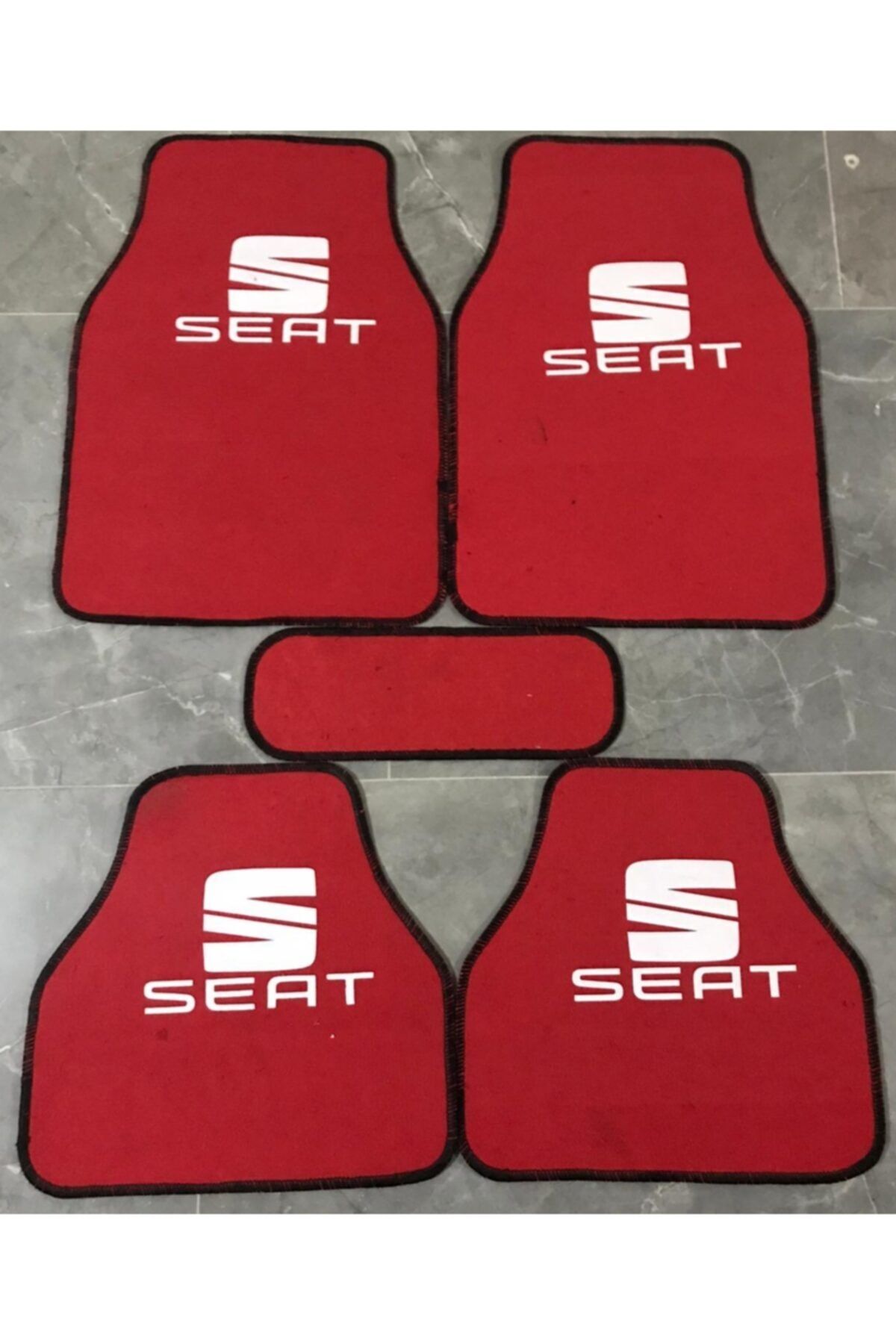 Genel Markalar Seat Logolu Kırmızı Halı Paspas Çift Kat