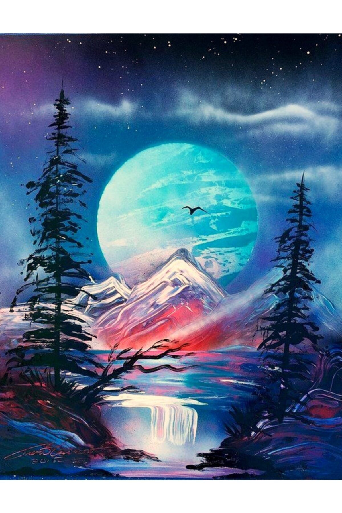 Рисунок луна и горы