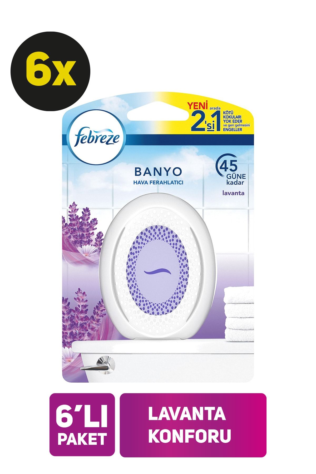 Febreze Hava Ferahlatıcı Banyo Oda Kokusu Lavanta 7.5 Ml 6'lı Set