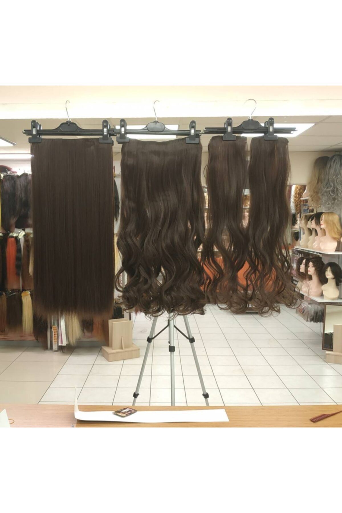 My Hair Türkiye Yarımay Çıtçıt Saç 4 Lü Set Fiber Sentetik Siyah Koyu Kumral Renk Kodu-6a